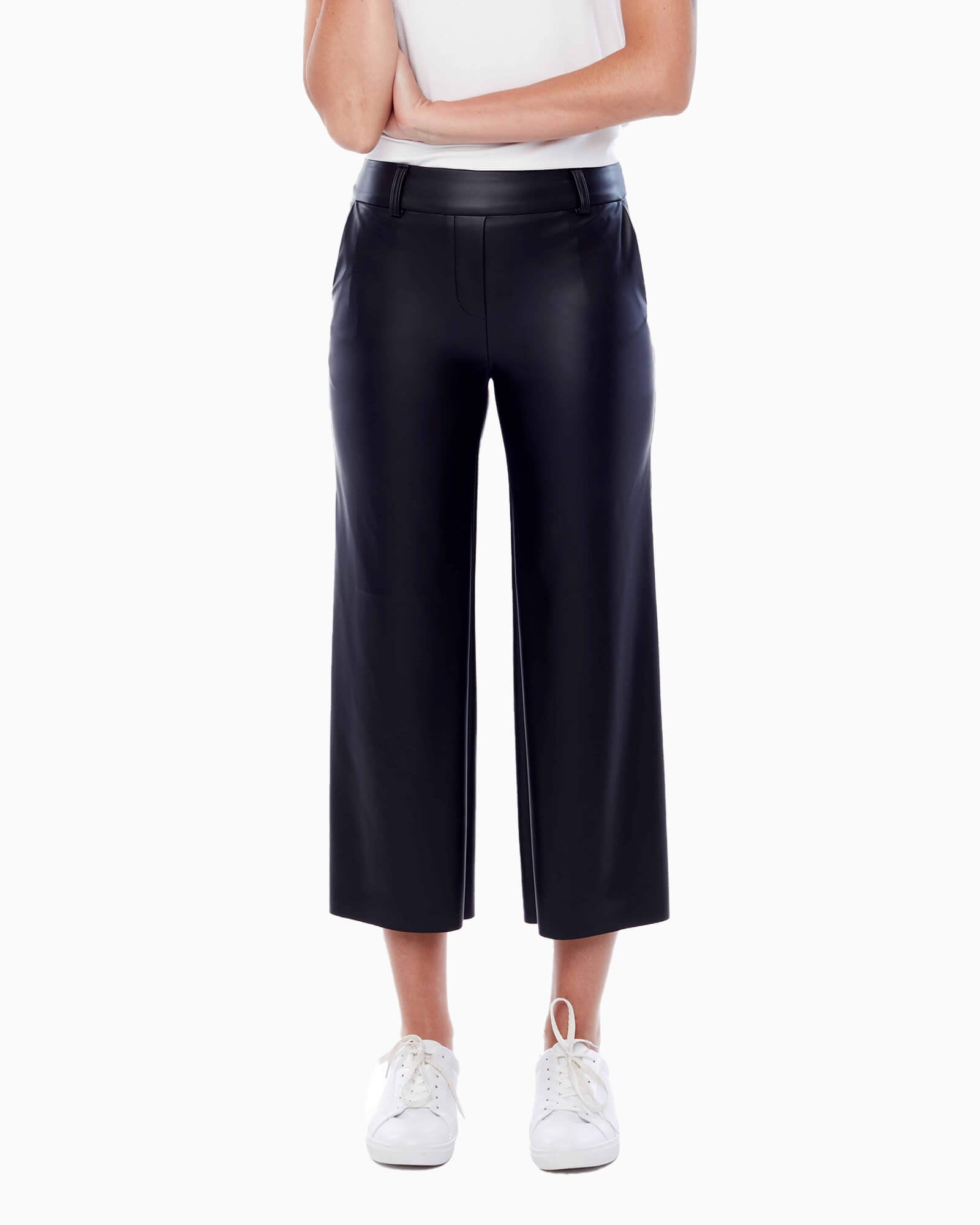 I Love Tyler Madison Solid Pleather Gaucho Pant - Purple Poppy