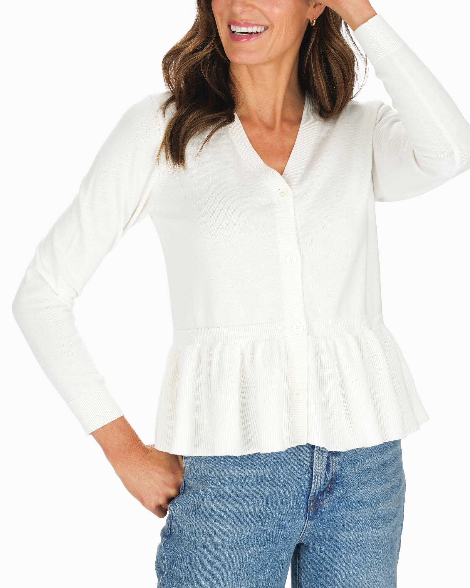 Peplum Cardi Ivory