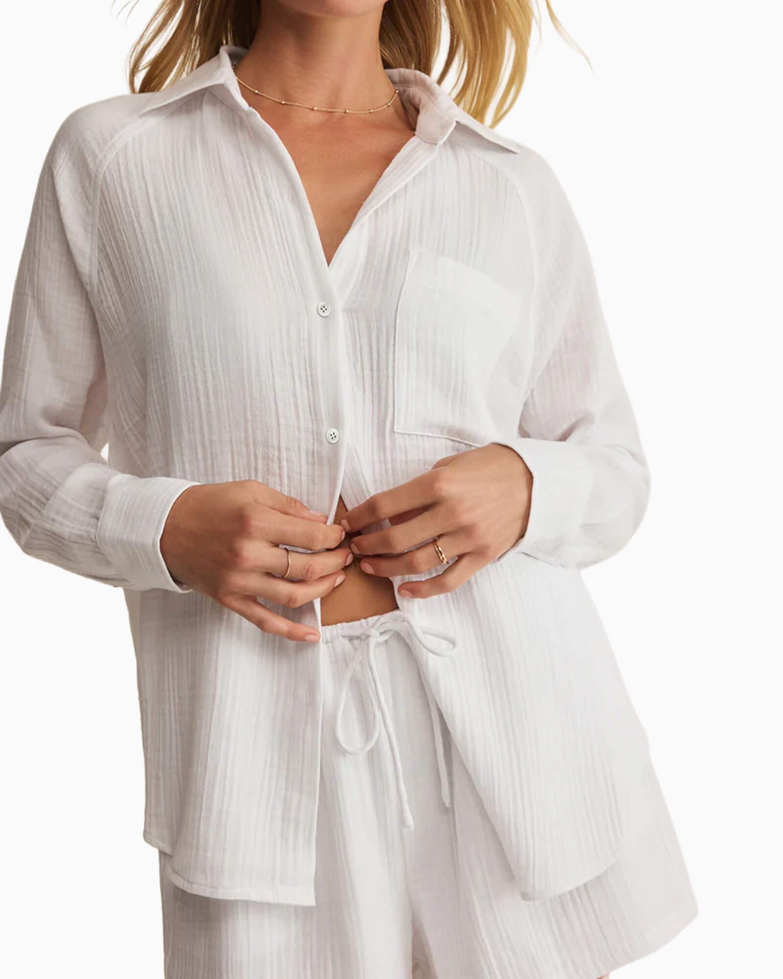 The Perfect Airy Gauze Button Up