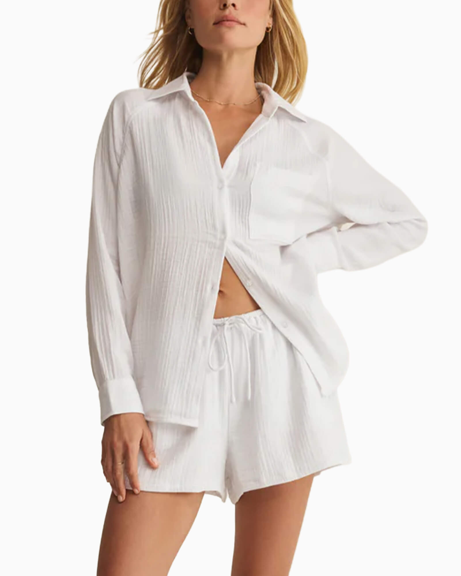 The Perfect Airy Gauze Button Up