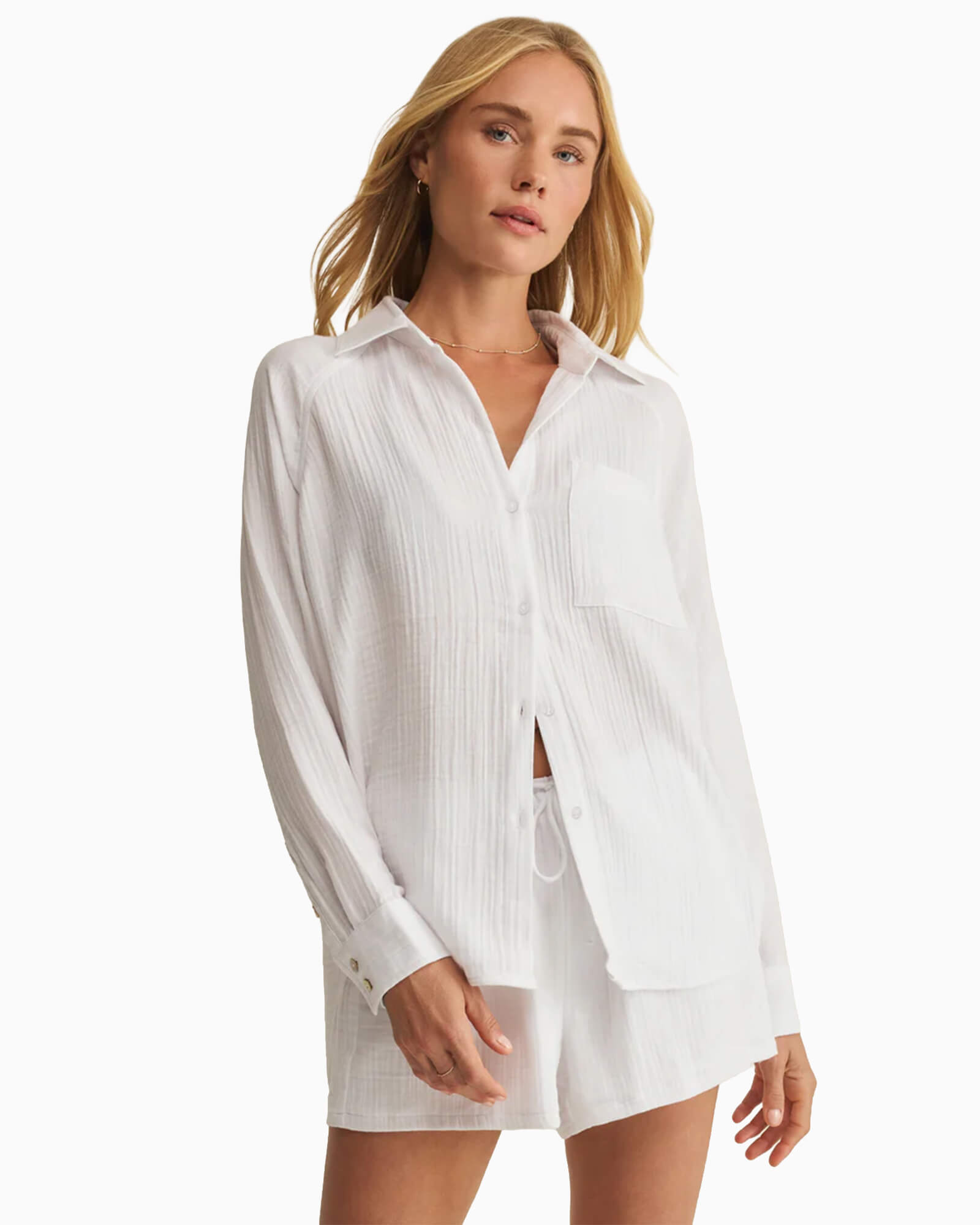 The Perfect Airy Gauze Button Up