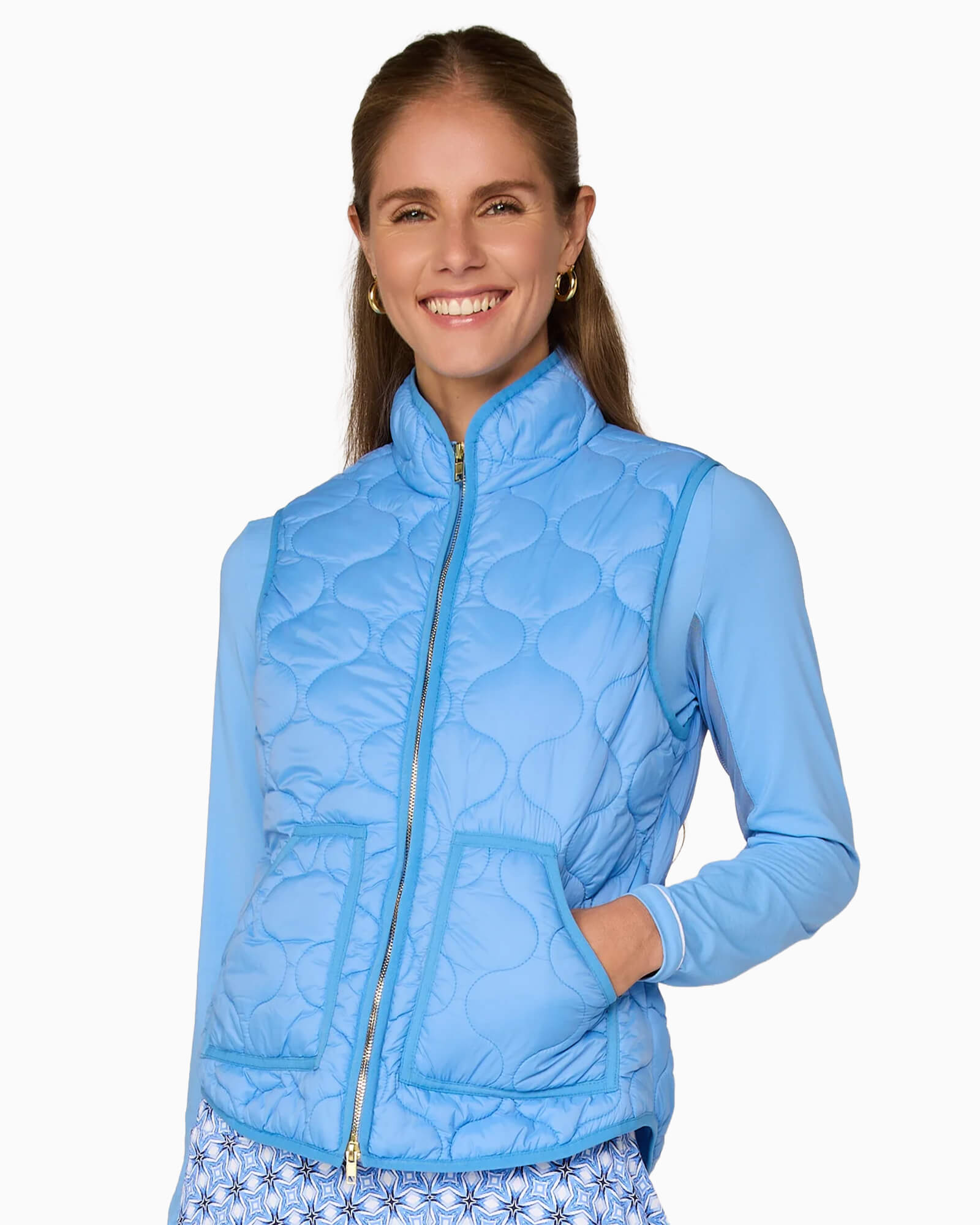 Women's 2-Way Zipper Puffer Vest Bright Peri | Women's Clothing