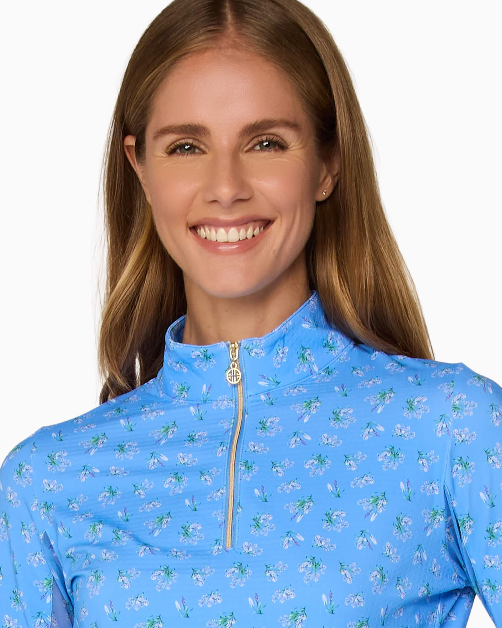 Quarter Zip Sun Protection Top Peri Bouquet