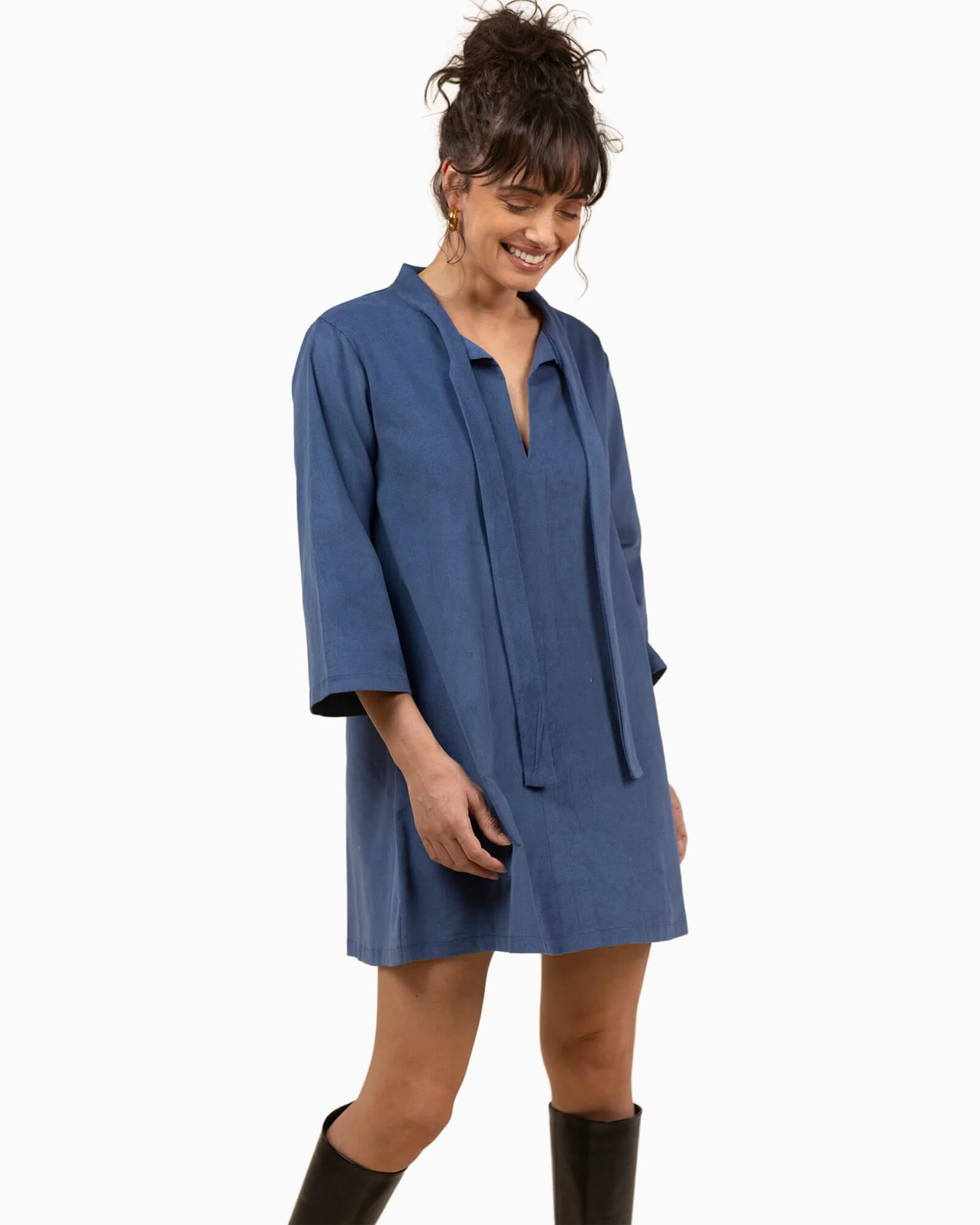 The Phoebe Corduroy Dress Jean Blue