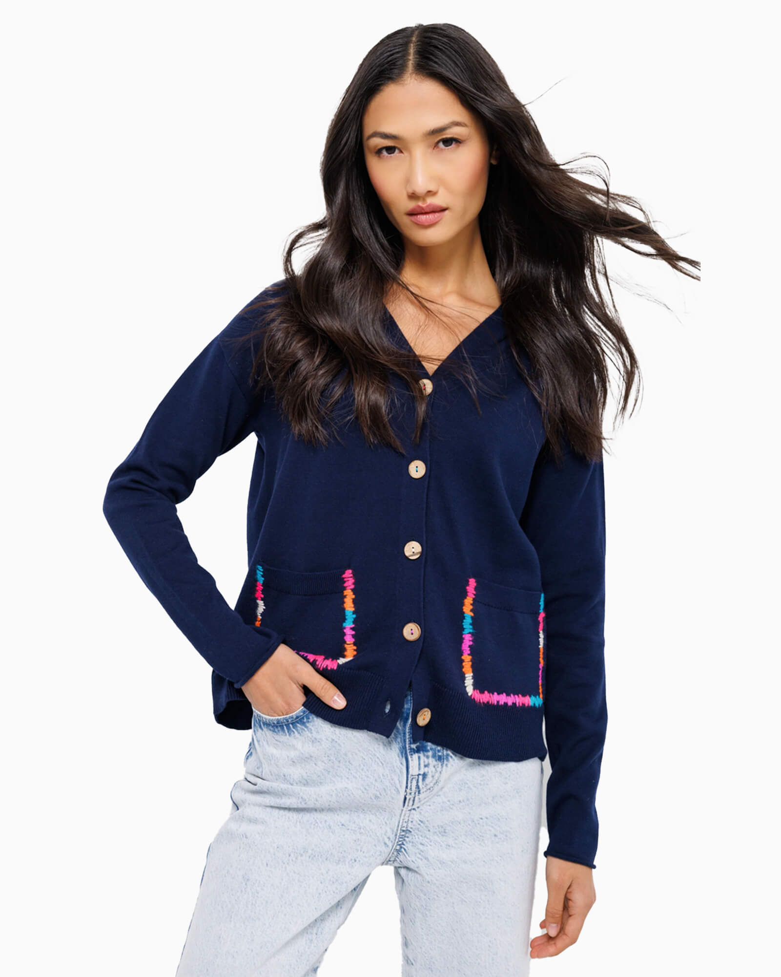 Lisa Todd Pockin' Pocket Cardigan - Purple Poppy