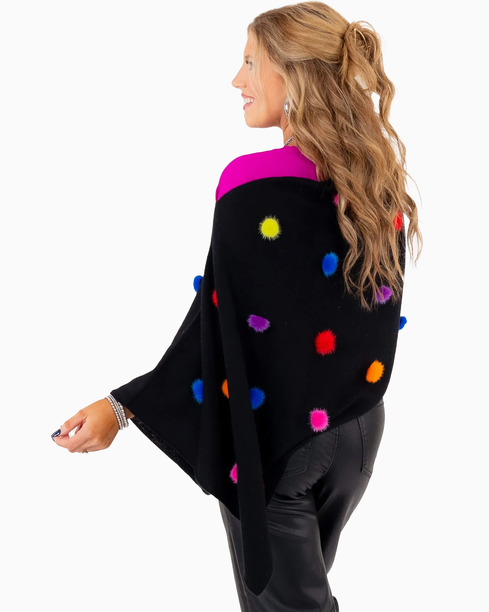 Cashmere Mink PomPom Topper Multi