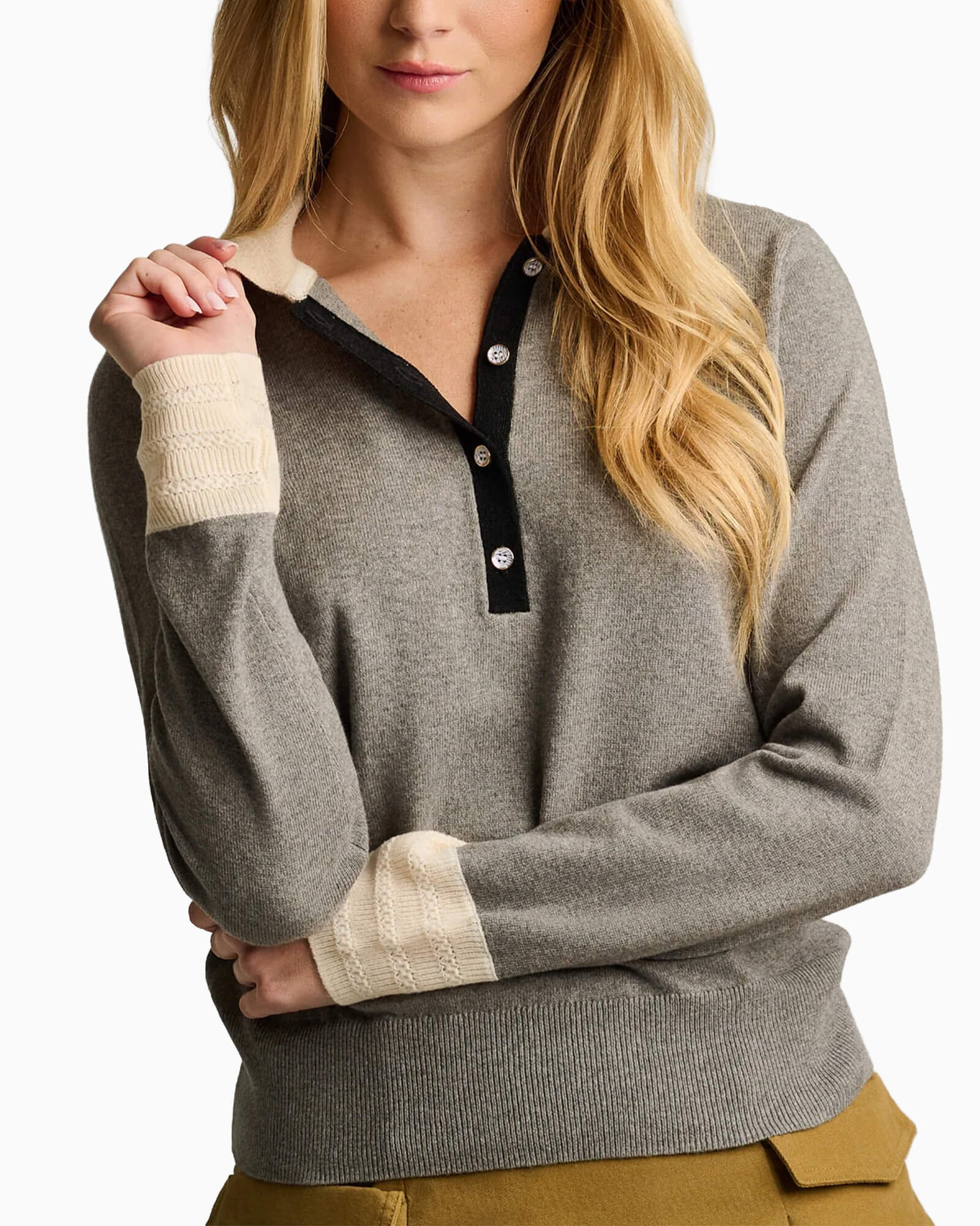 Pop Posh Cotton Cashmere Polo Grey Shadow