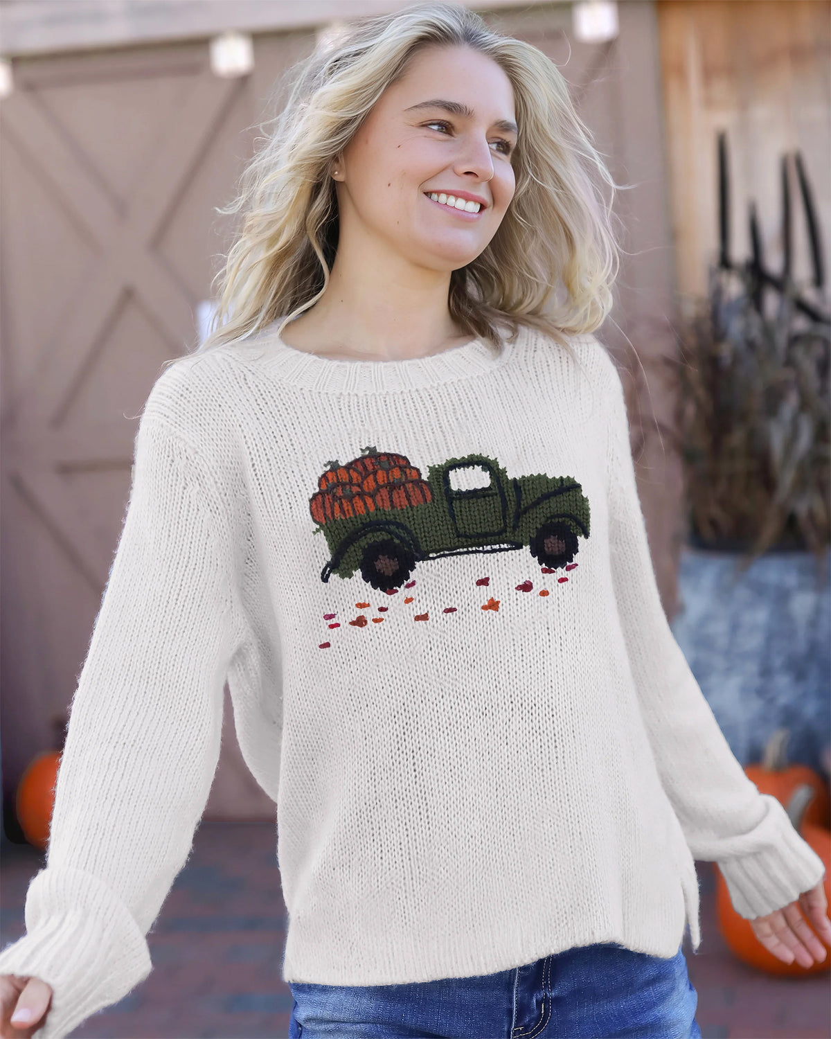 Pumpkin Truck Crew Neck Sweater