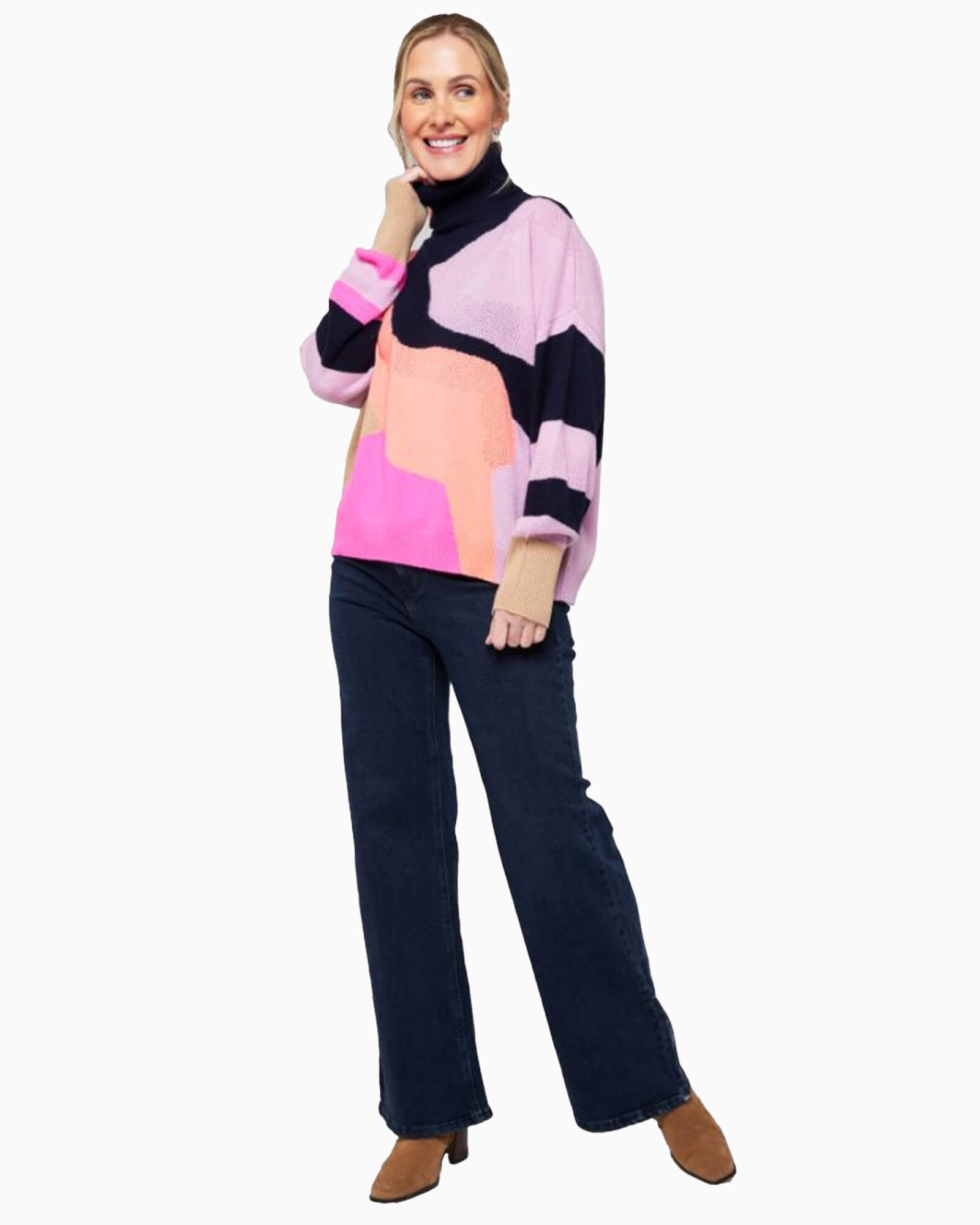 Brodie Abstract Roll Neck Sweater