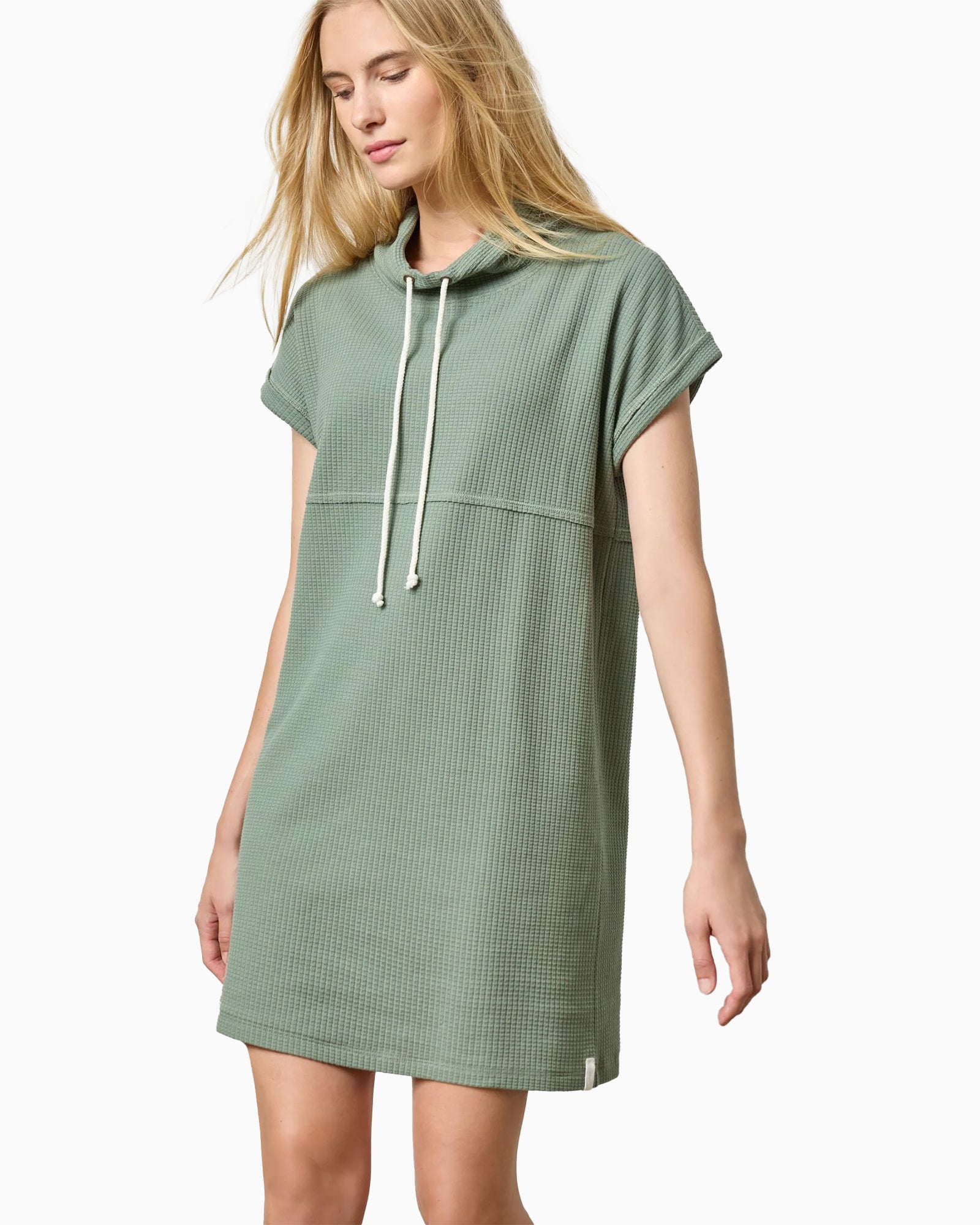 Roll Sleeve Seamed Dress Seagrass