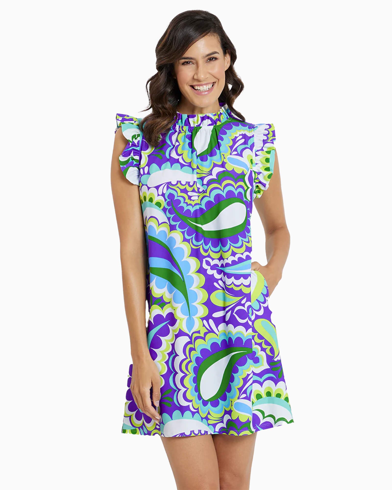 Jude Connally Shari Dress Mod Paisley Iris - Purple Poppy