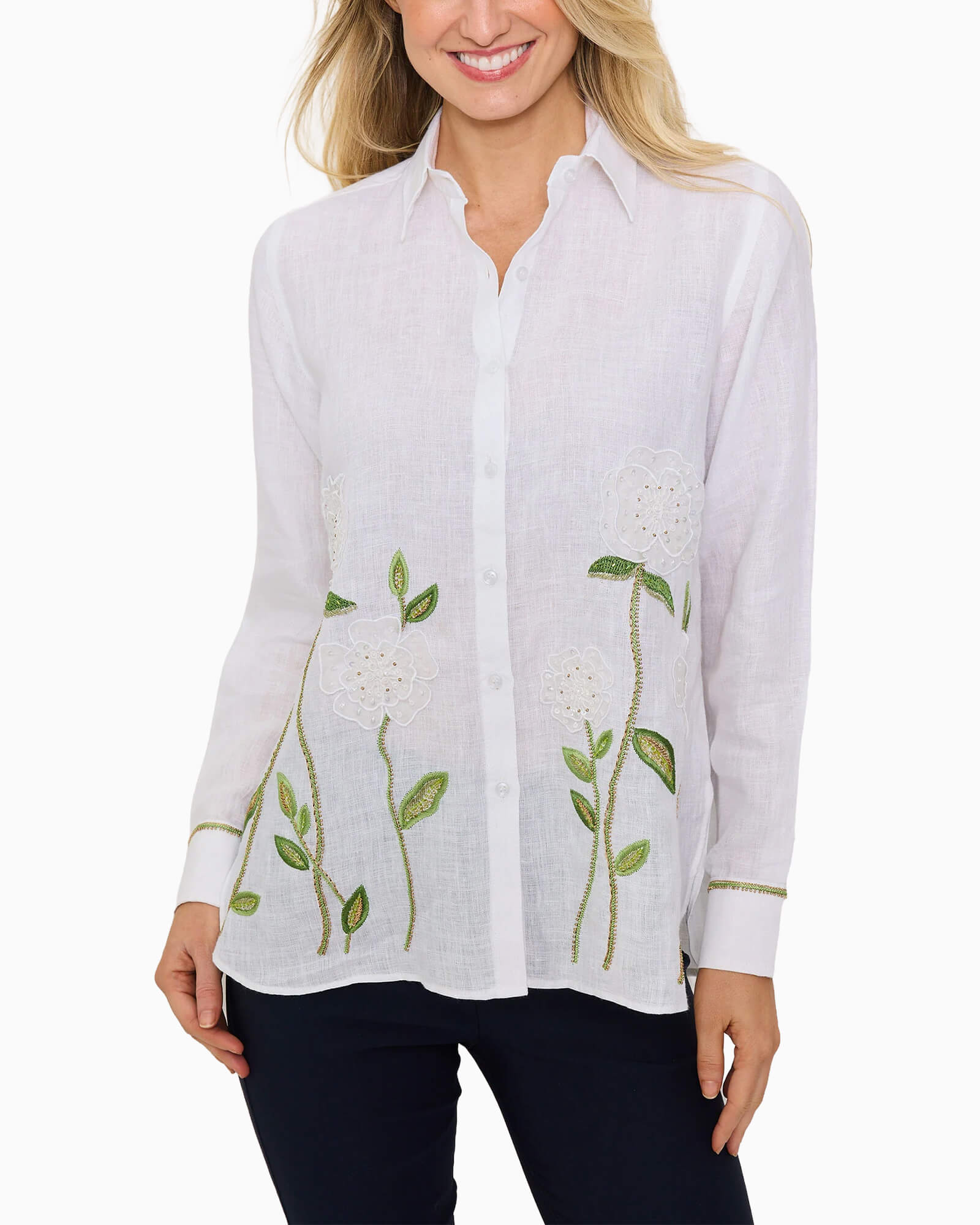 Sheer Flower Shirt White
