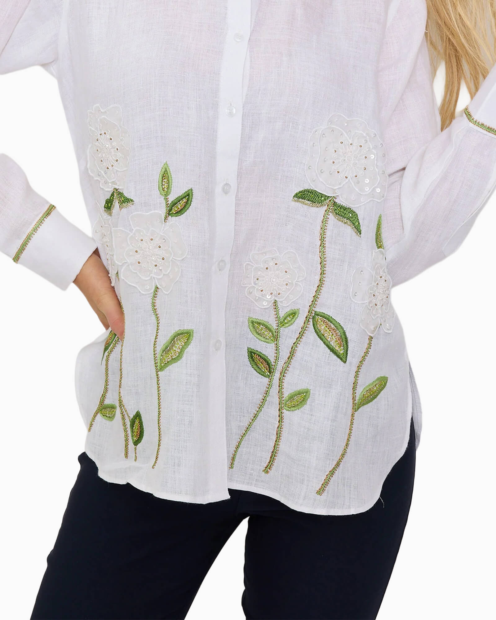 Sheer Flower Shirt White