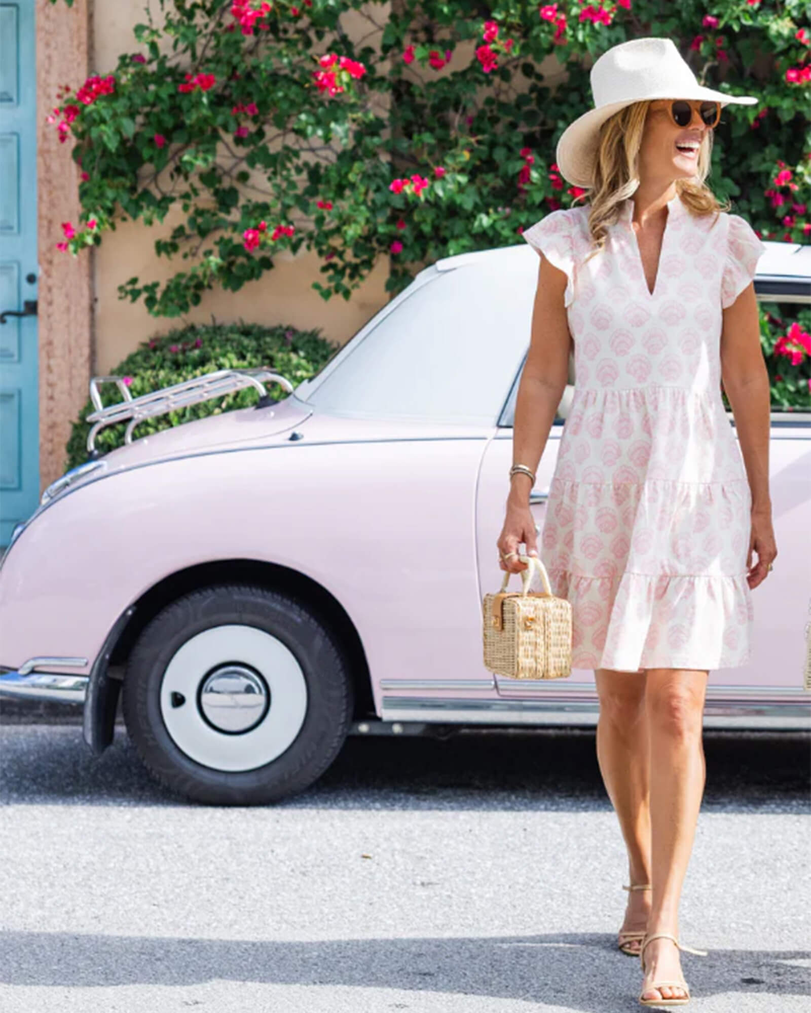 Shell Print Flutter Sleeve Flare Tunic