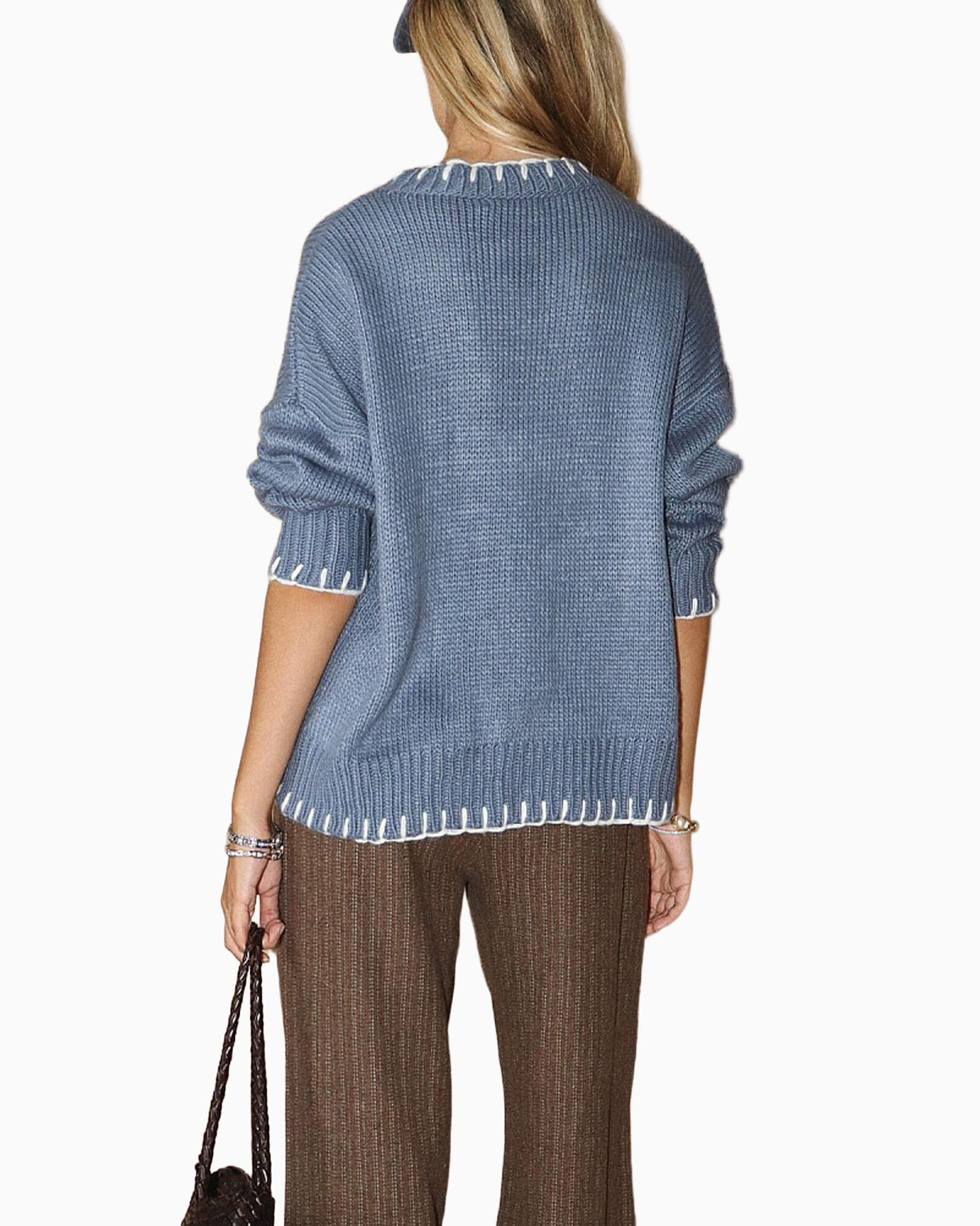 Shell Pattern Knit Sweater Vintage Blue