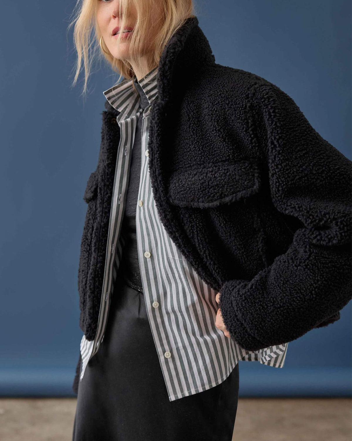 Sherpa Collared Jacket Black