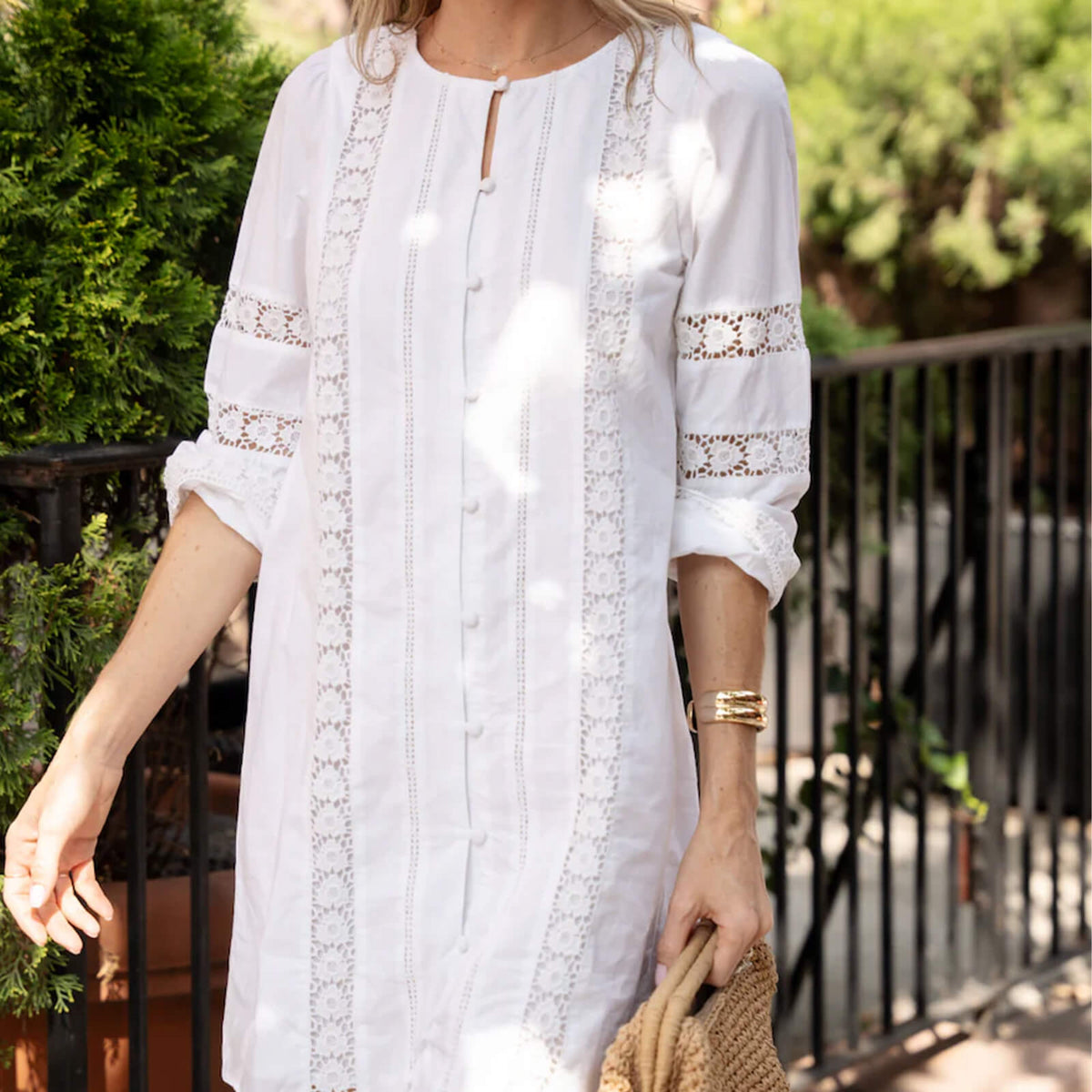 White Button Front Shift Dress | Women's Clothing White Button Front Shift Dress | Women's Clothing