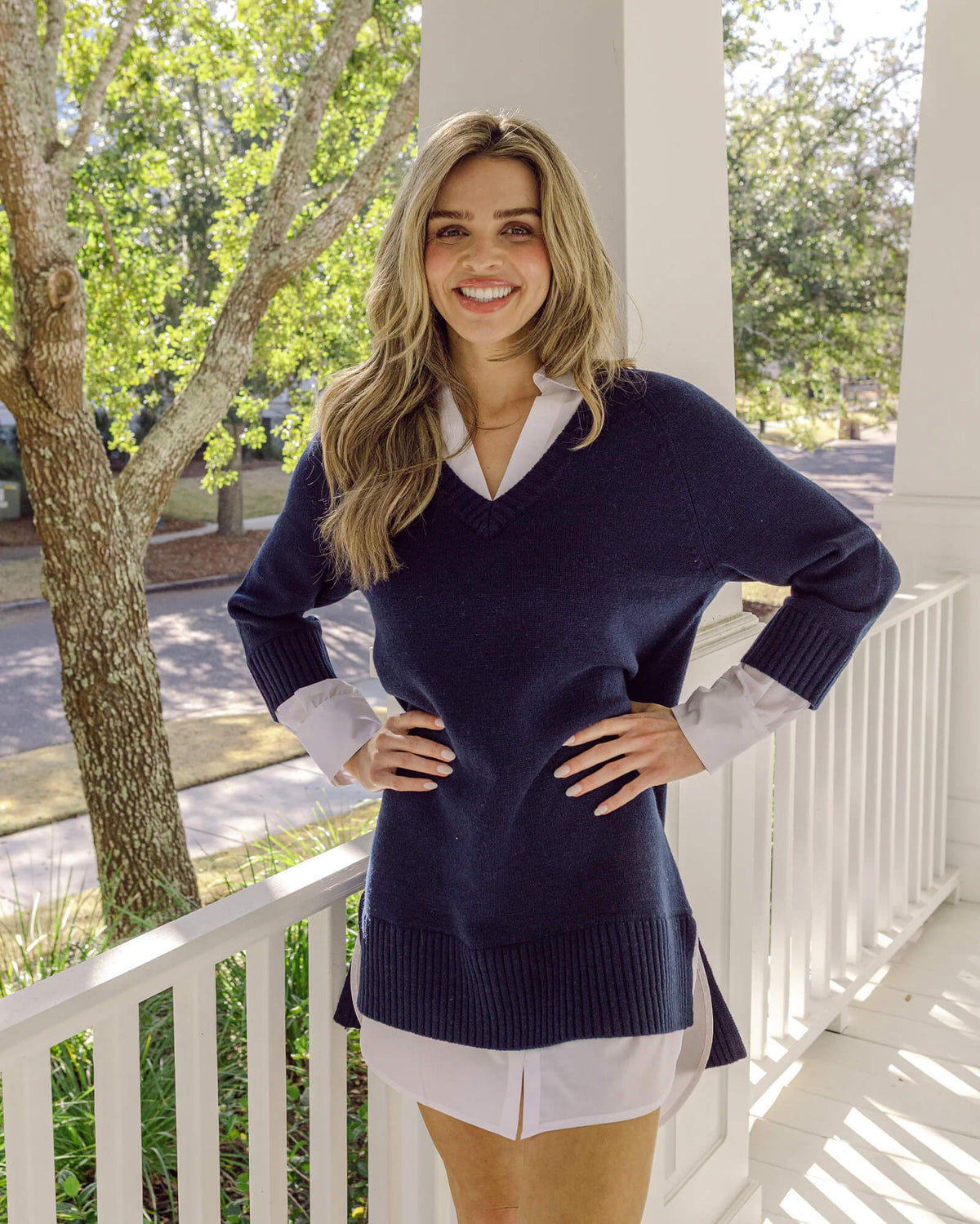 Navy Collared Shirt Combo Mini Dress