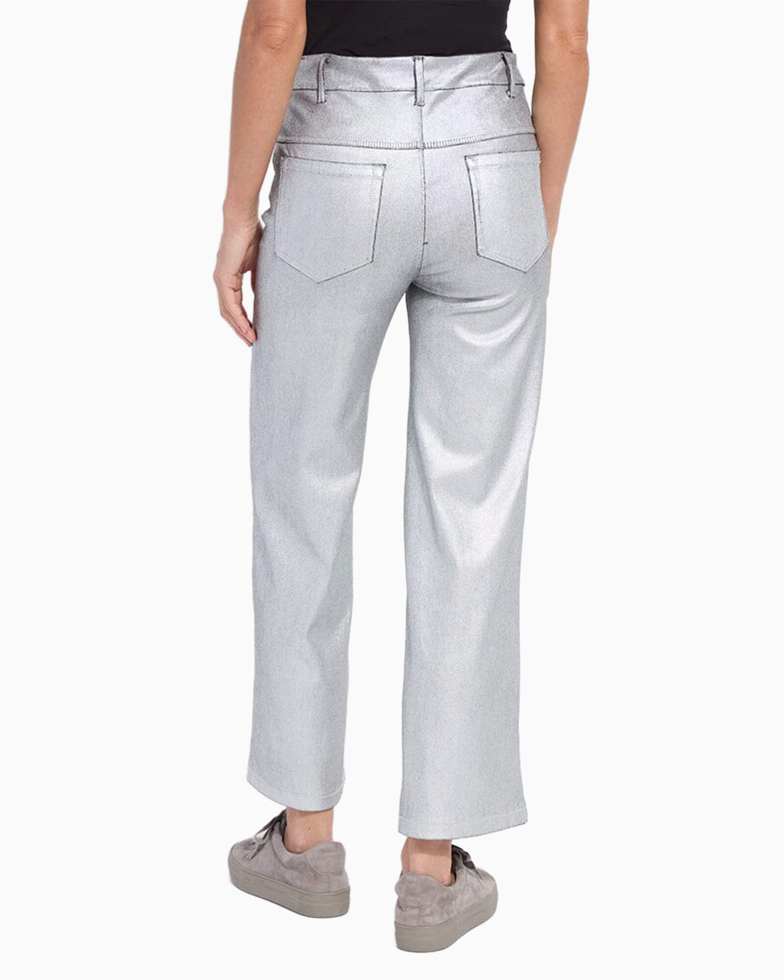 Metallic Coated Wide Leg Denim