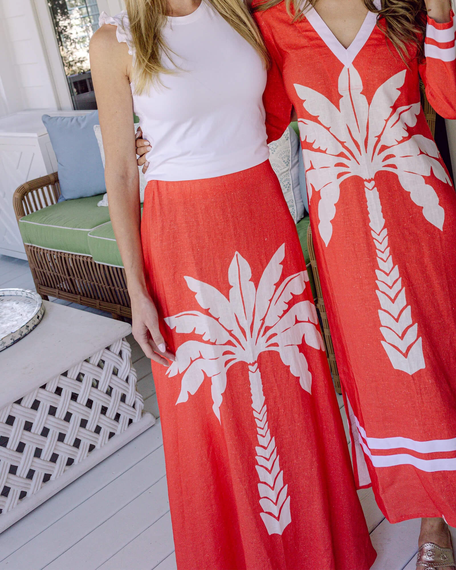Red Palm Maxi Skirt