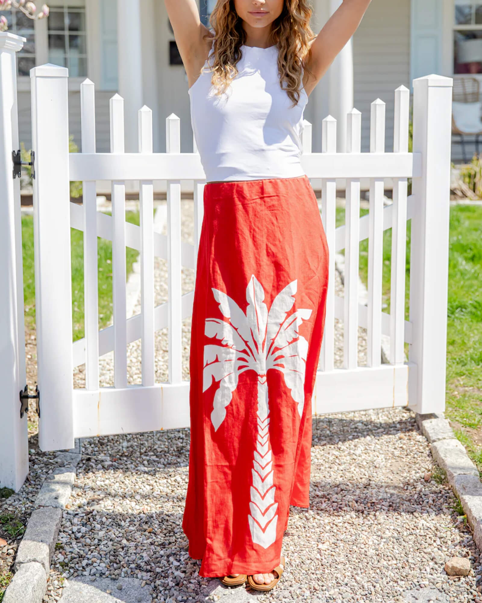 Red Palm Maxi Skirt
