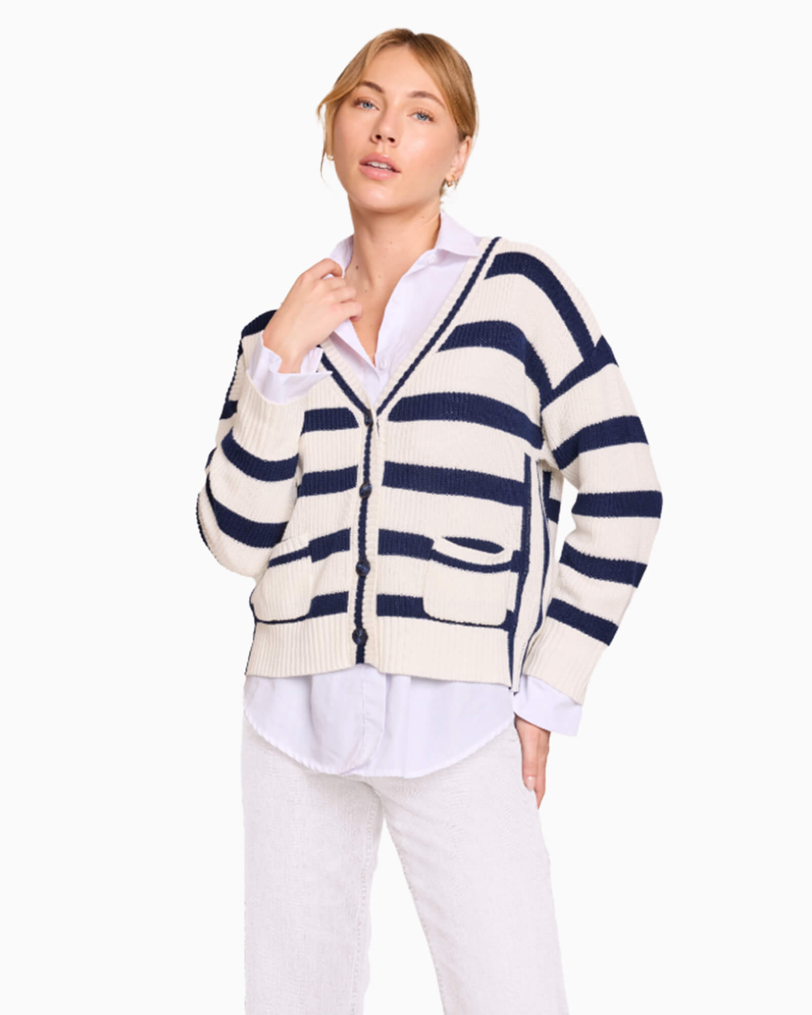 Stripe Crop Cardigan
