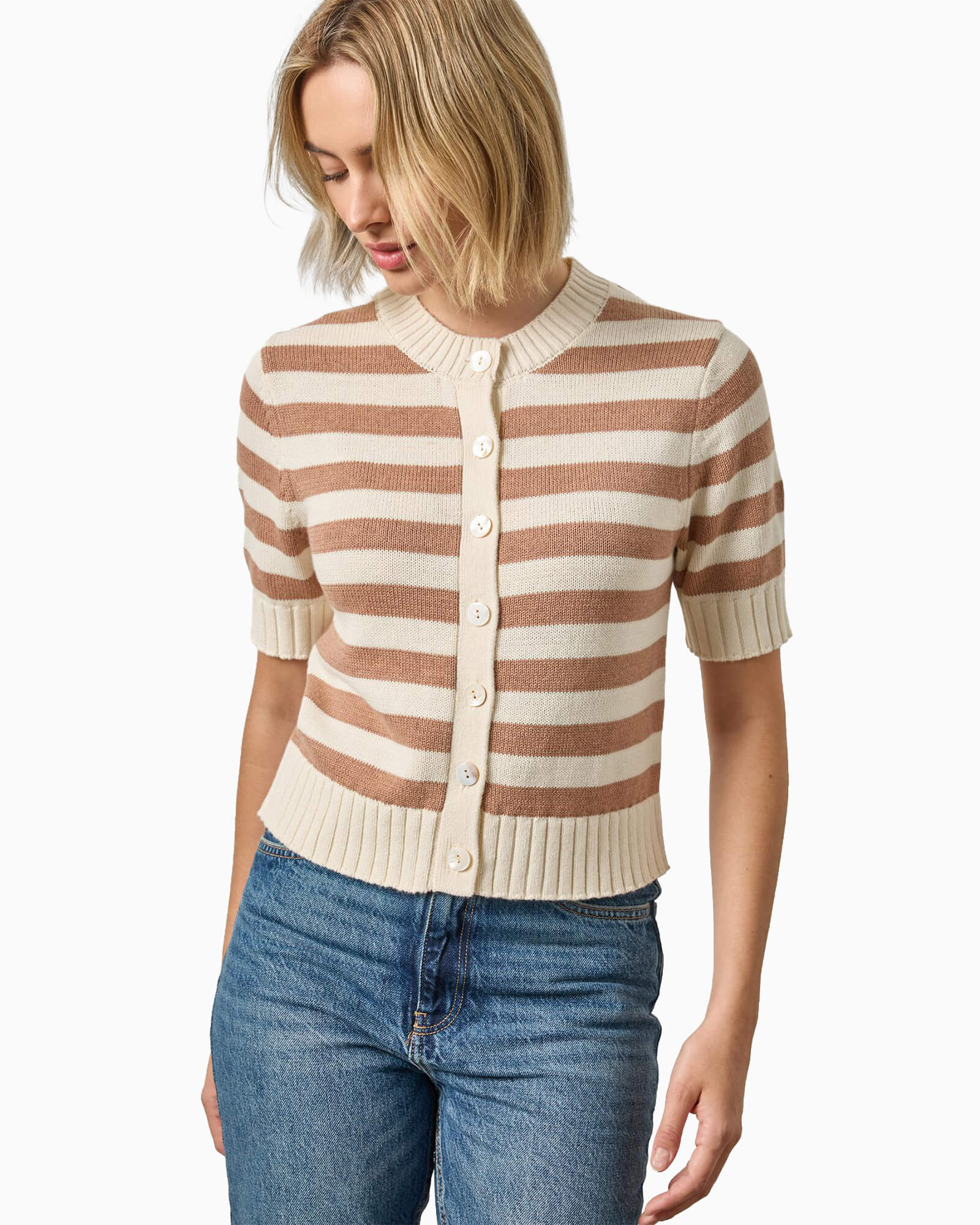 Elbow Sleeve Button Cardigan