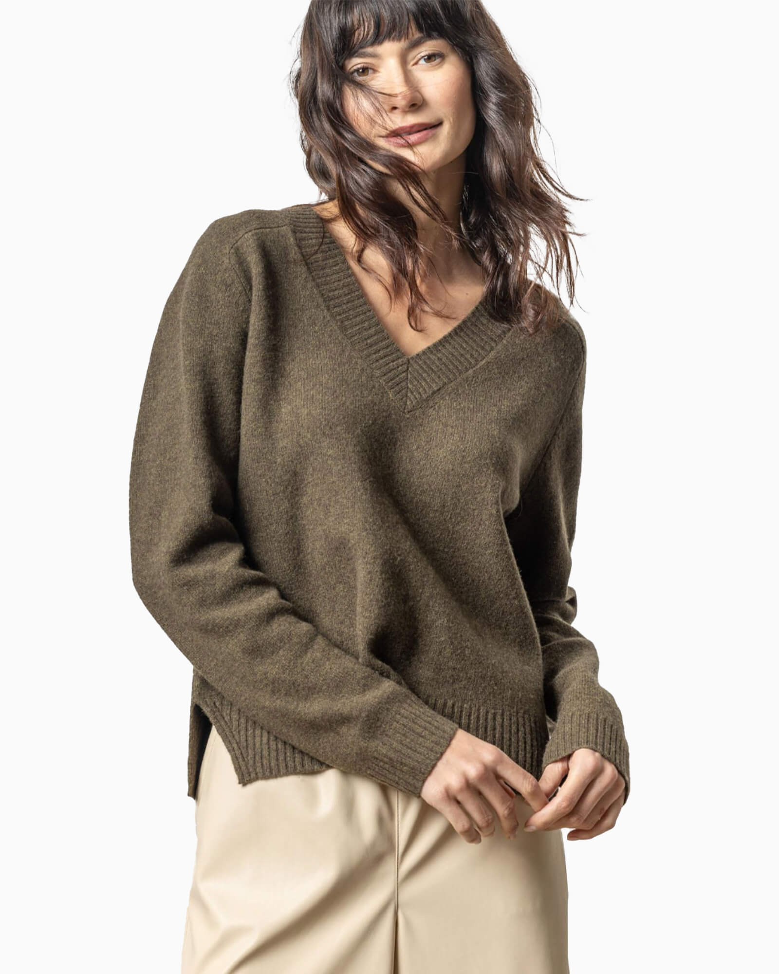 Lilla P Felted Easy V-Neck Sweater