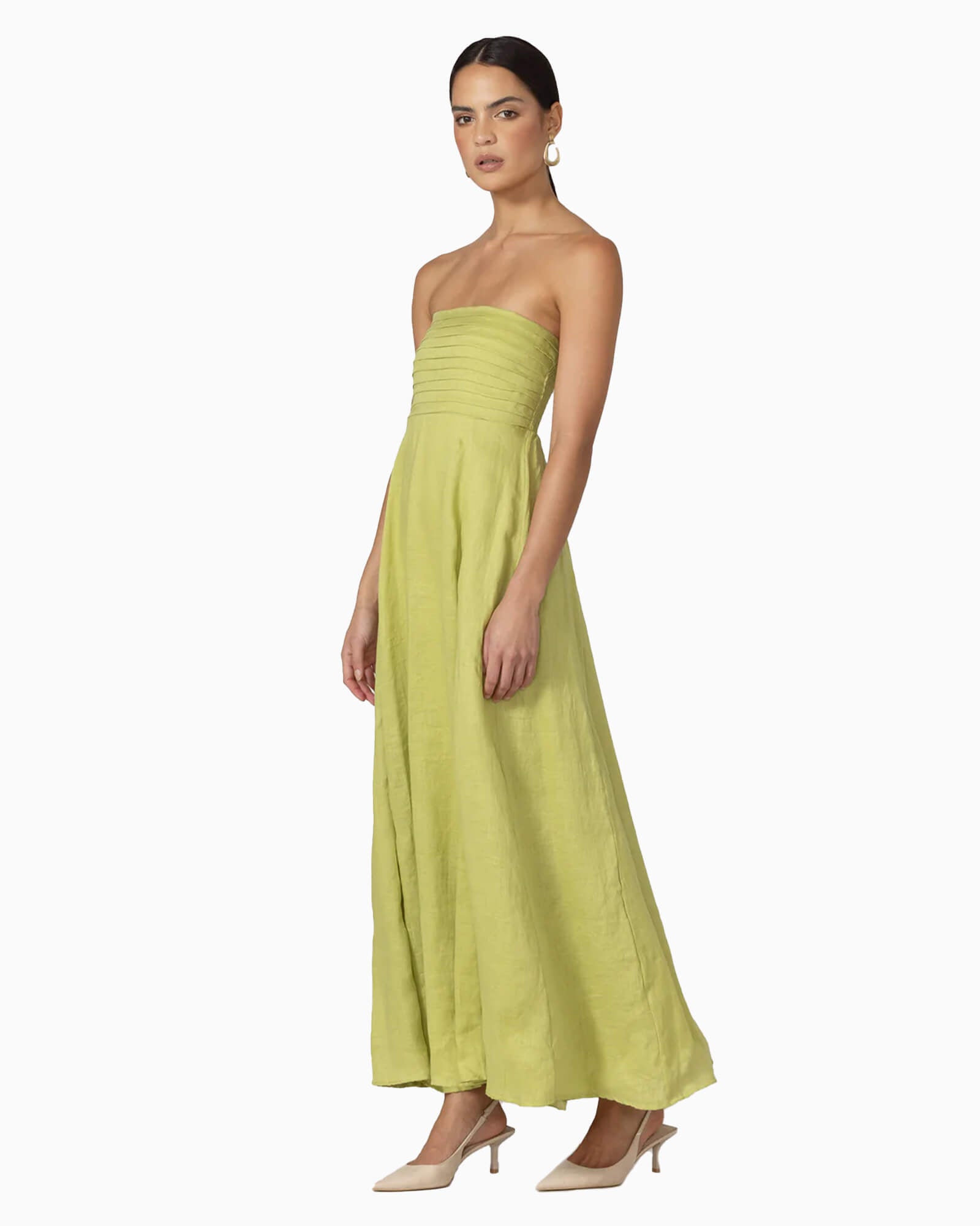 Talia Linen Pintuck Maxi Dress Sage