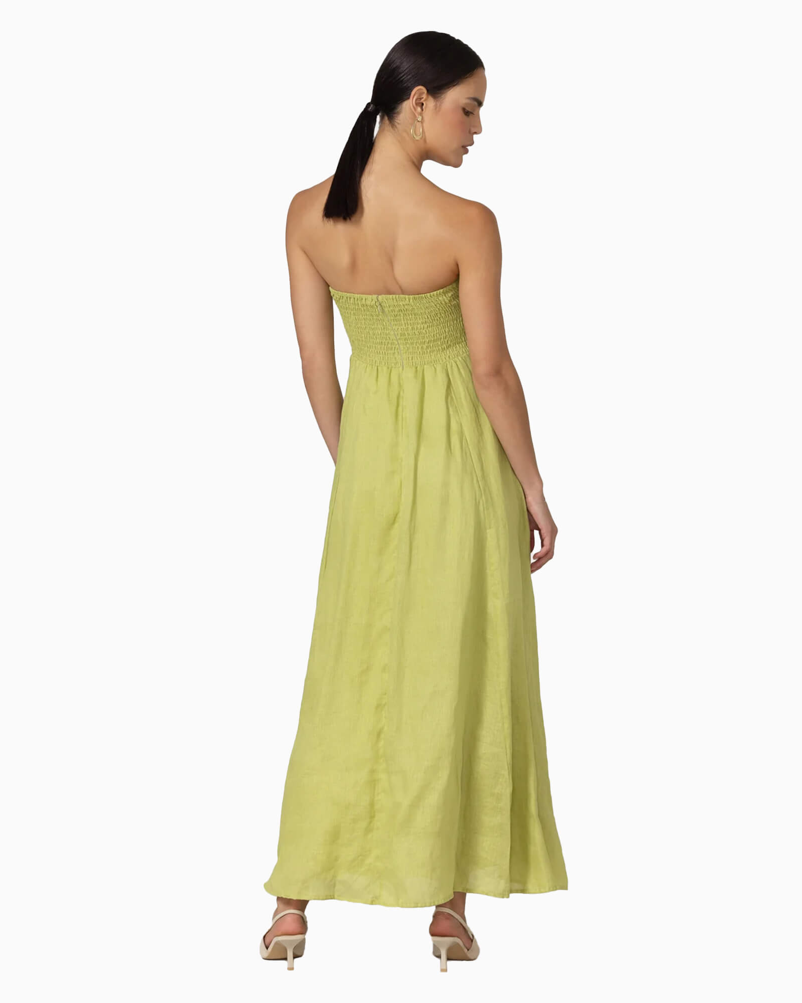 Talia Linen Pintuck Maxi Dress Sage