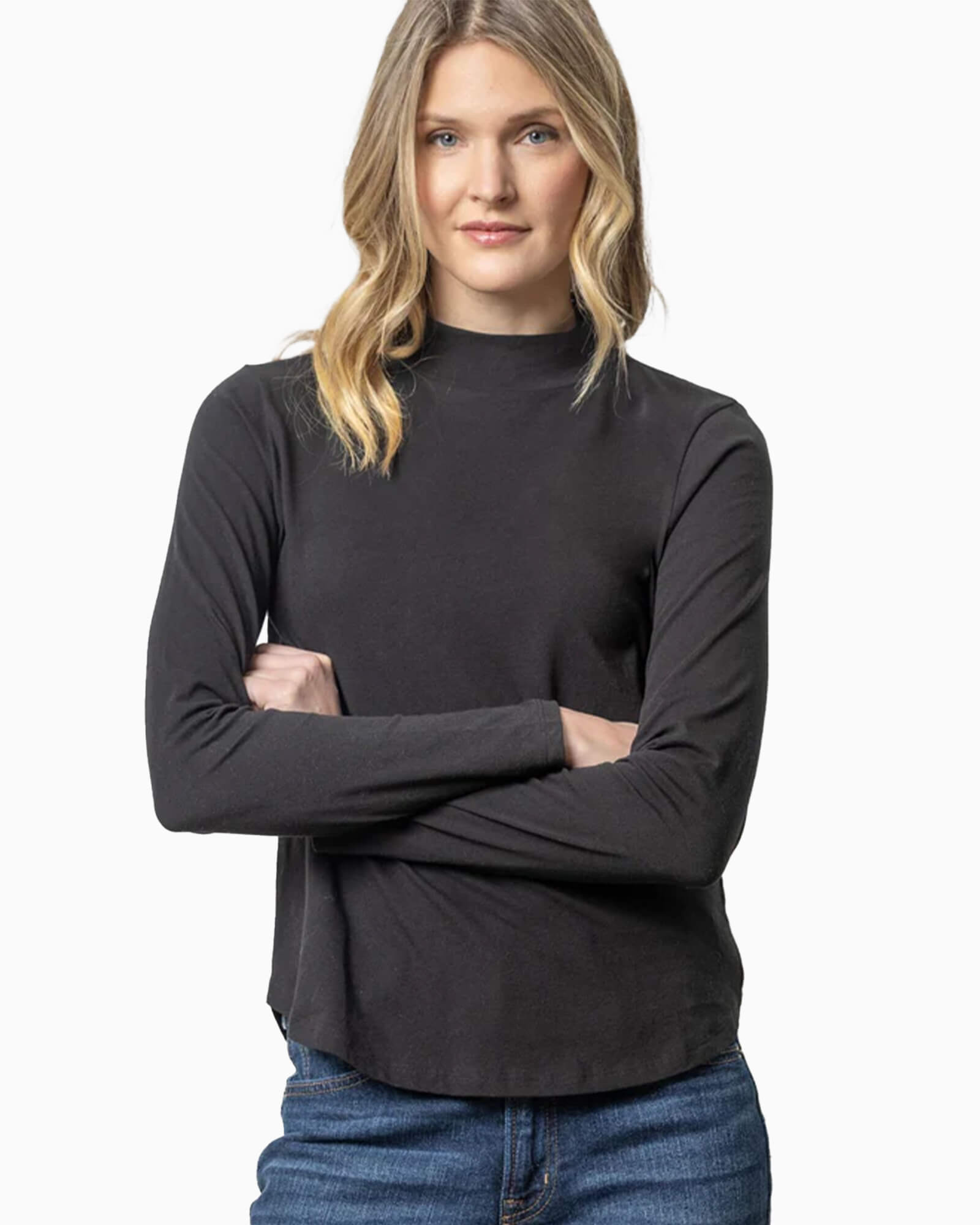 Lilla P Long Sleeve Mock Neck Tee