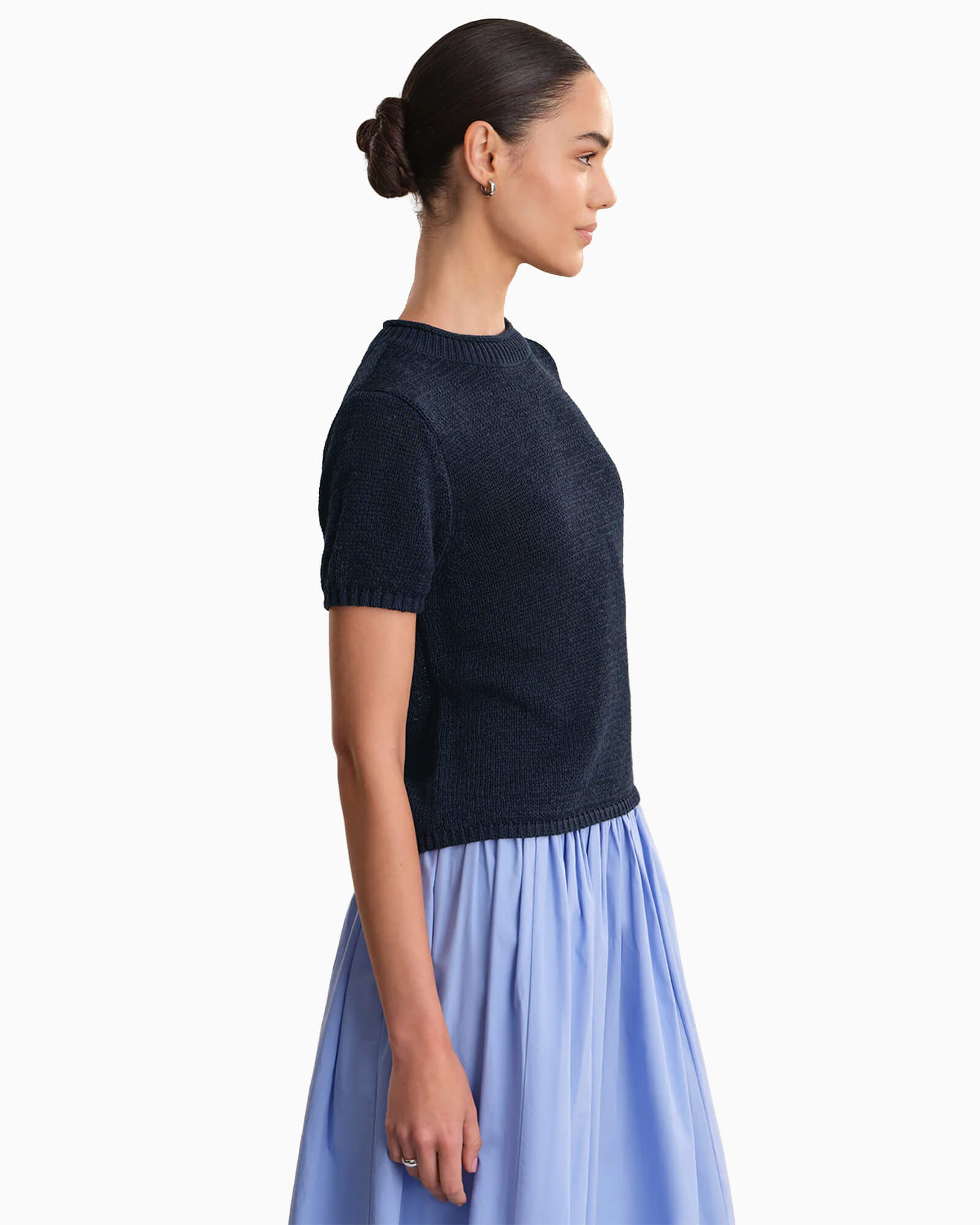 Terri Roll Edge Sweater Dark Blue
