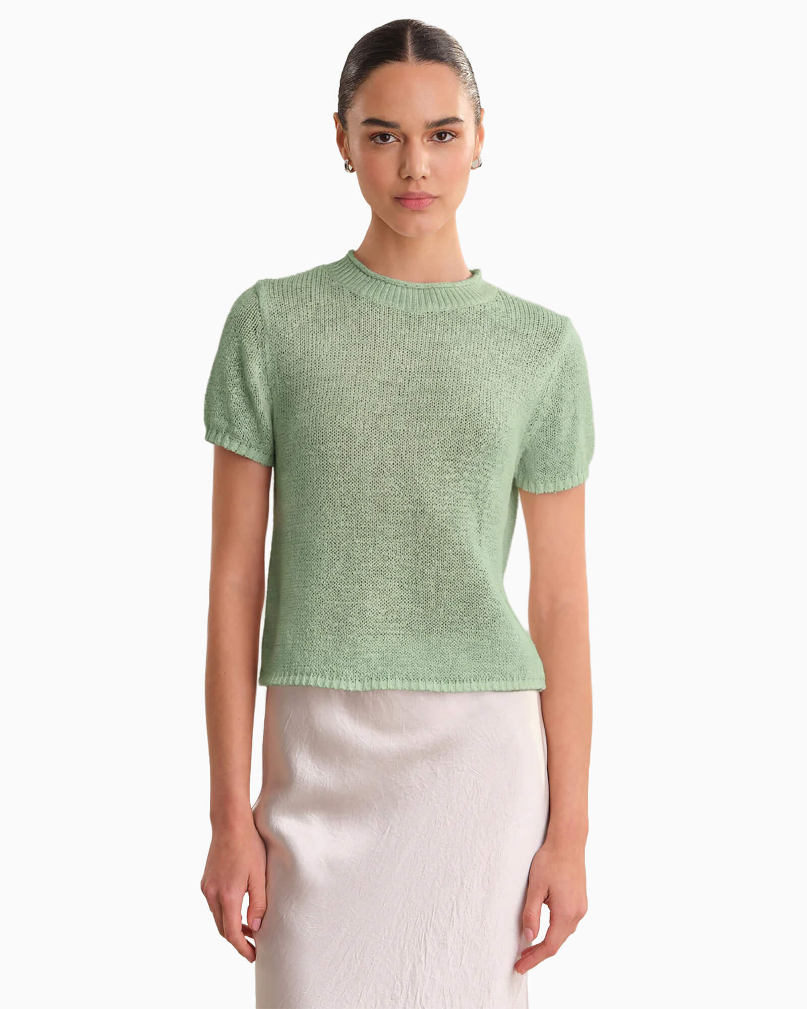 Terri Roll Edge Sweater Silt Green