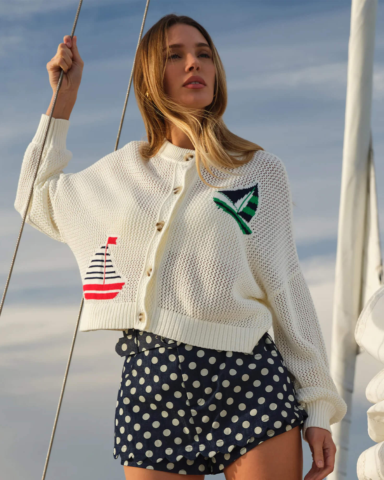 Tide Mesh Nautical Cardigan - Purple Poppy