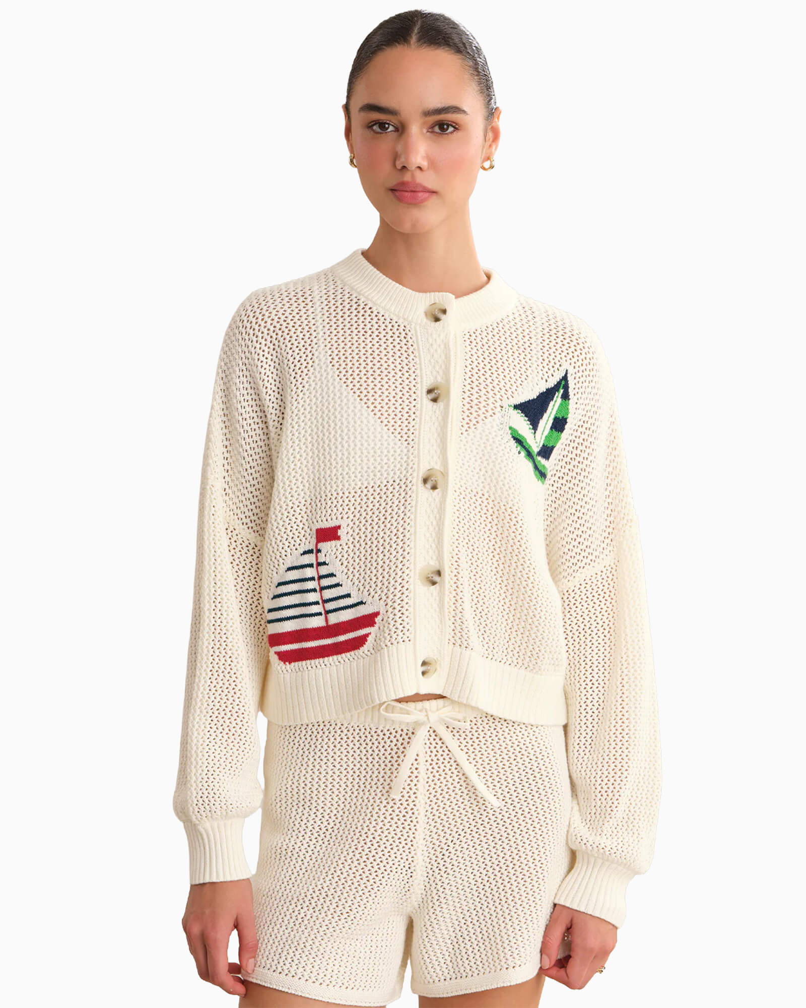 Tide Mesh Nautical Cardigan - Purple Poppy