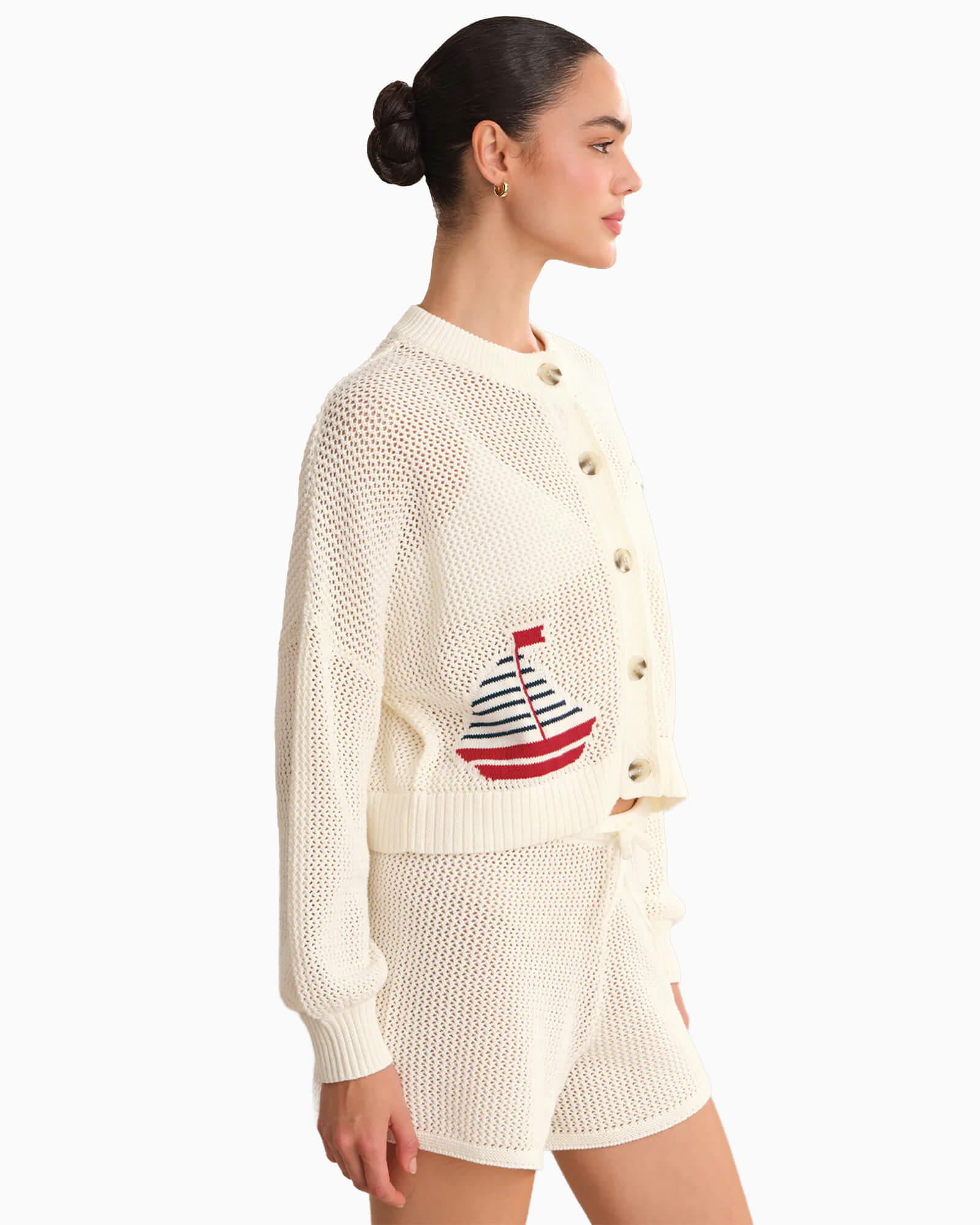 Tide Mesh Nautical Cardigan - Purple Poppy
