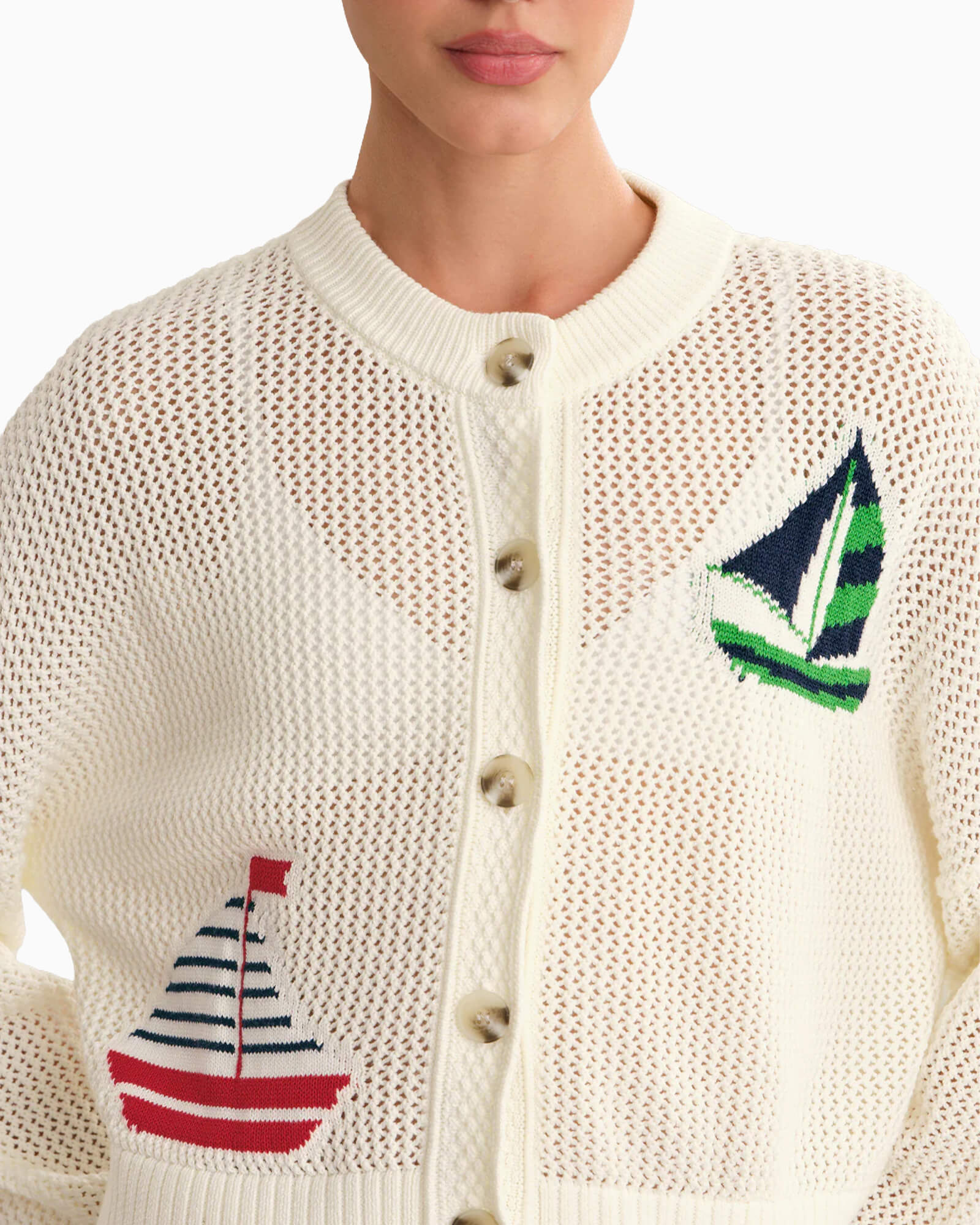 Tide Mesh Nautical Cardigan - Purple Poppy