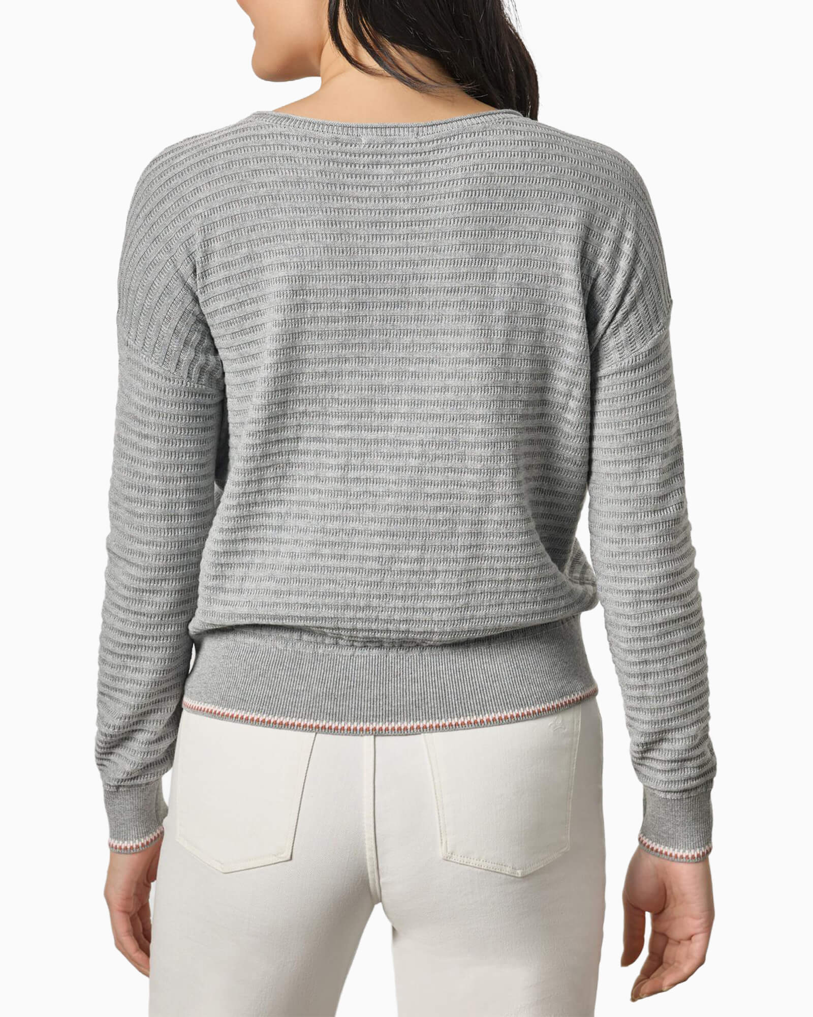 Tipped Hem Wide Neck Sweater Heather Grey