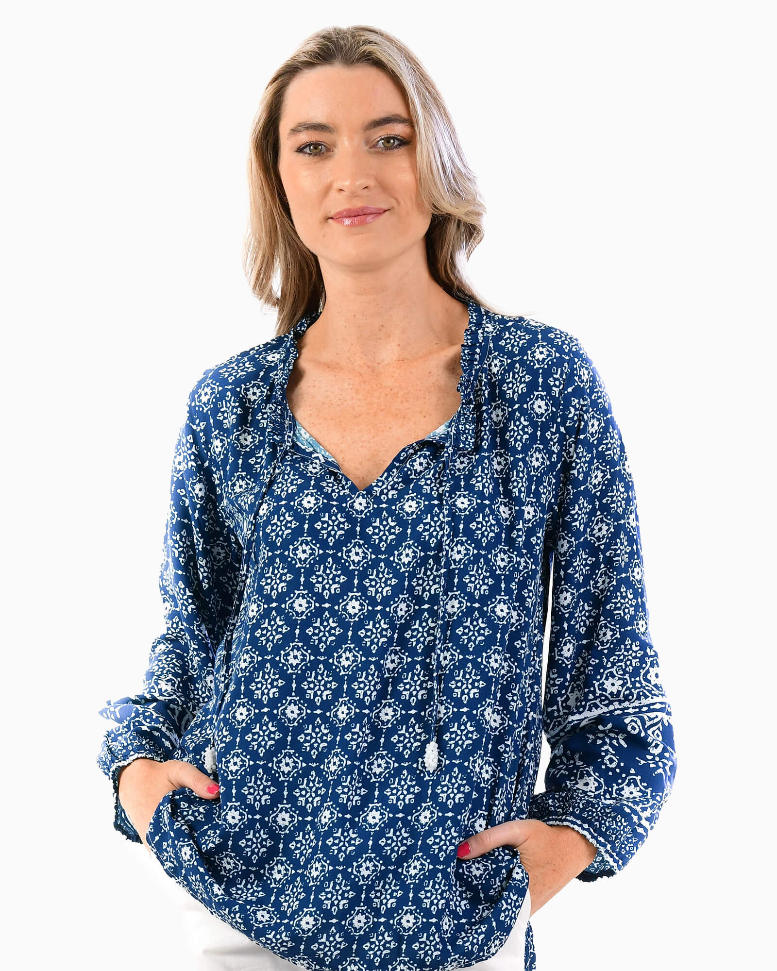 Walker & Wade Eloise Top Indigo Geo