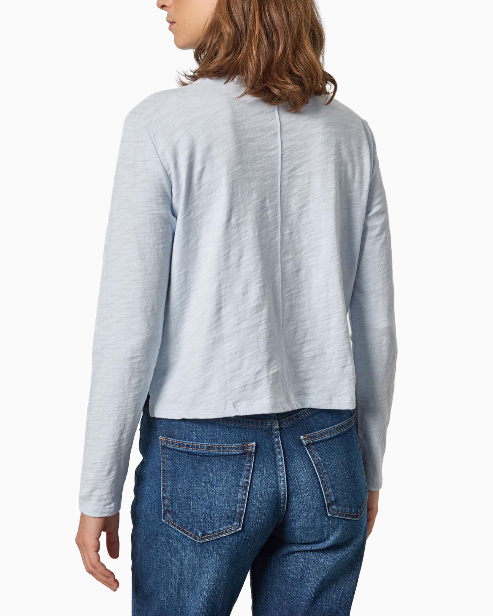 Long Sleeve Cropped Boyfriend Shirt Glass