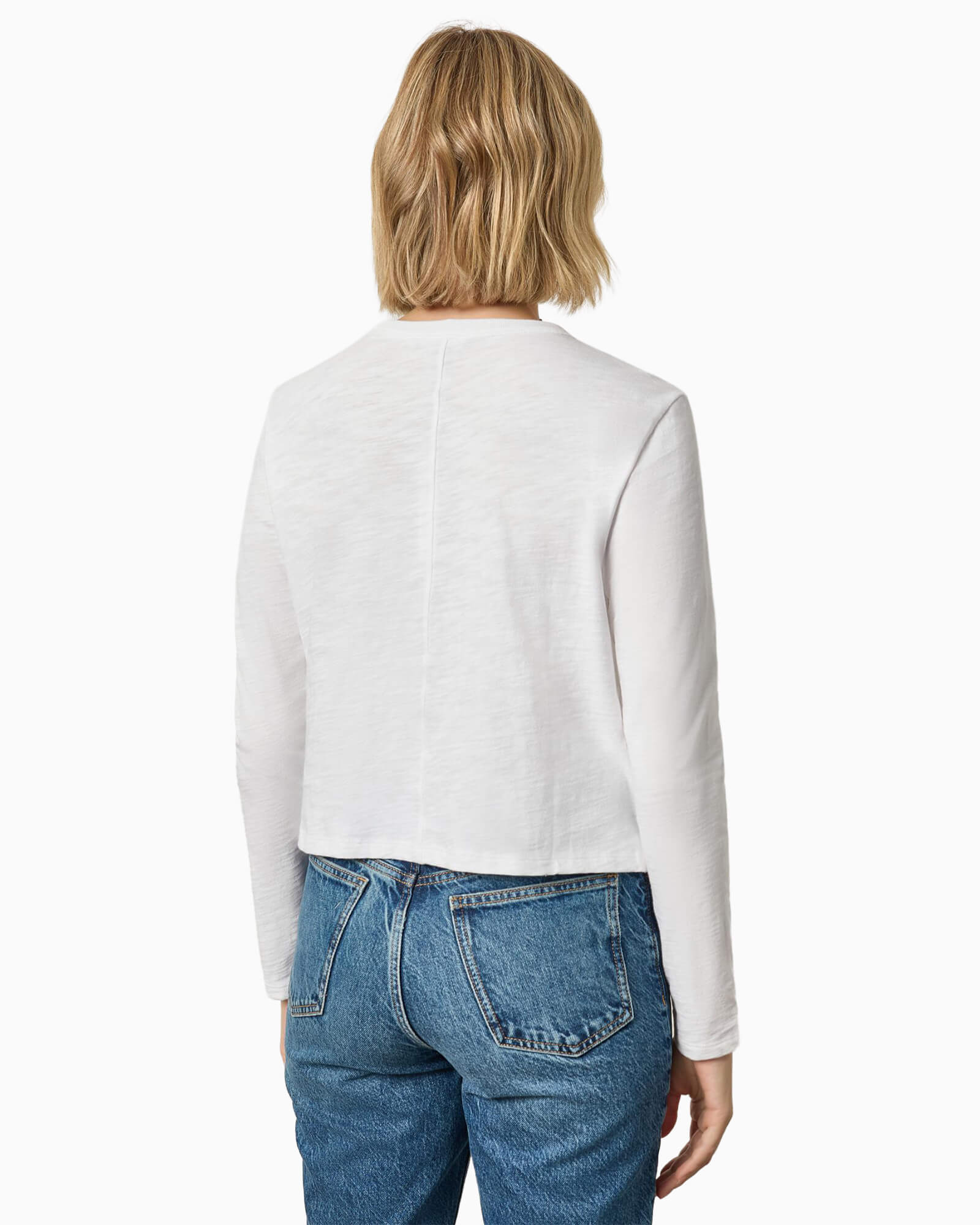 Long Sleeve Cropped Boyfriend Shirt White