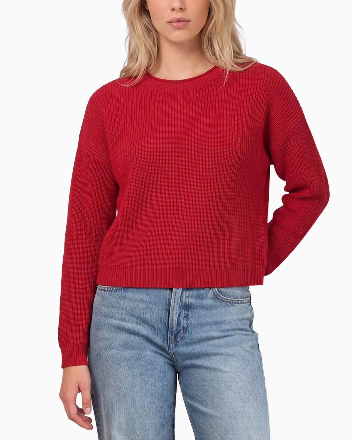 Daphne Cropped Cotton Pullover True Red