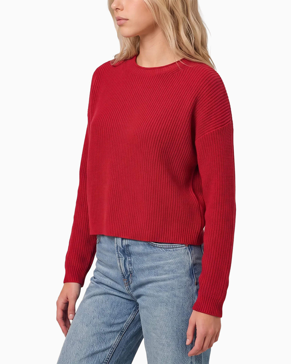 Daphne Cropped Cotton Pullover True Red