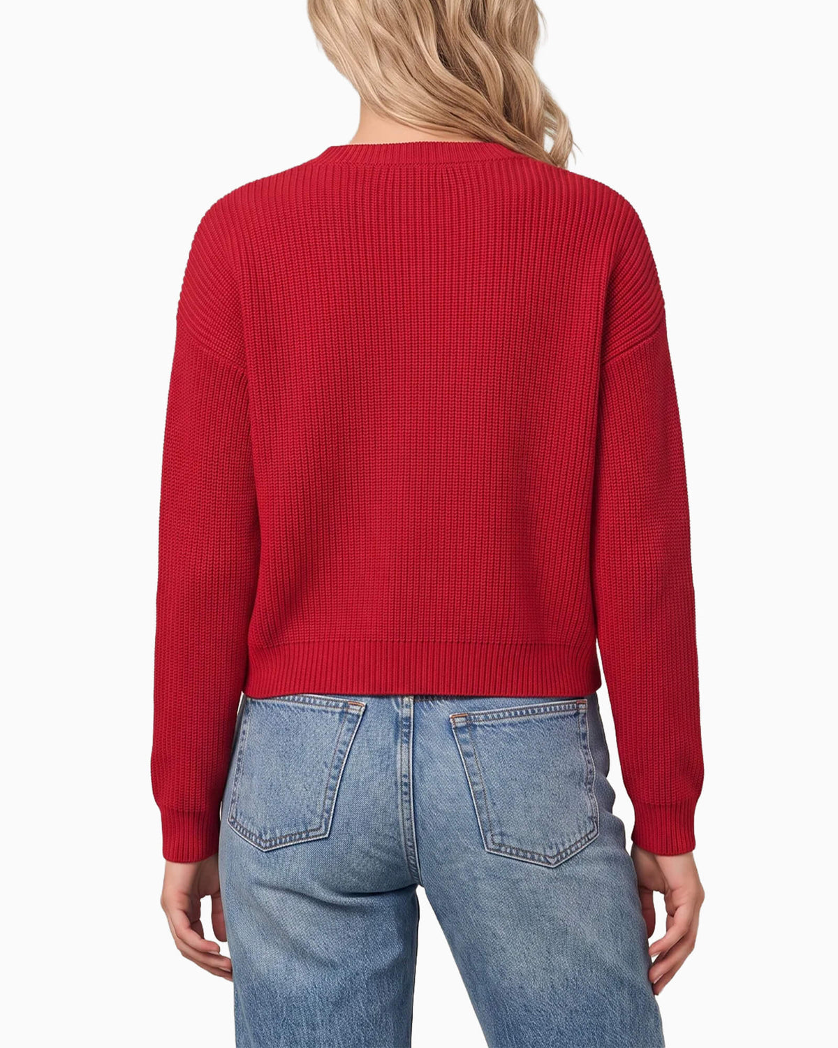 Daphne Cropped Cotton Pullover True Red