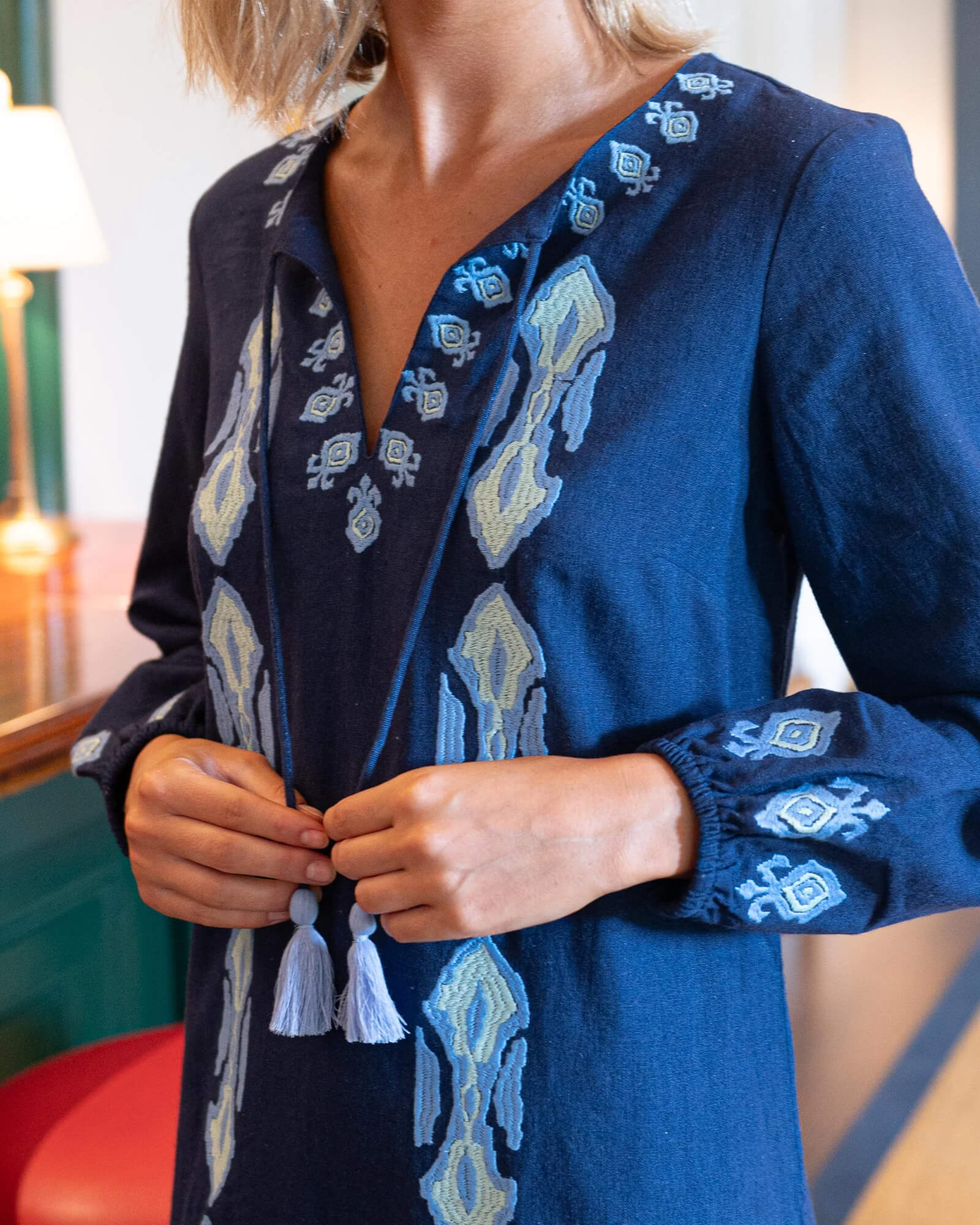 Navy Ruffle Hem Dress