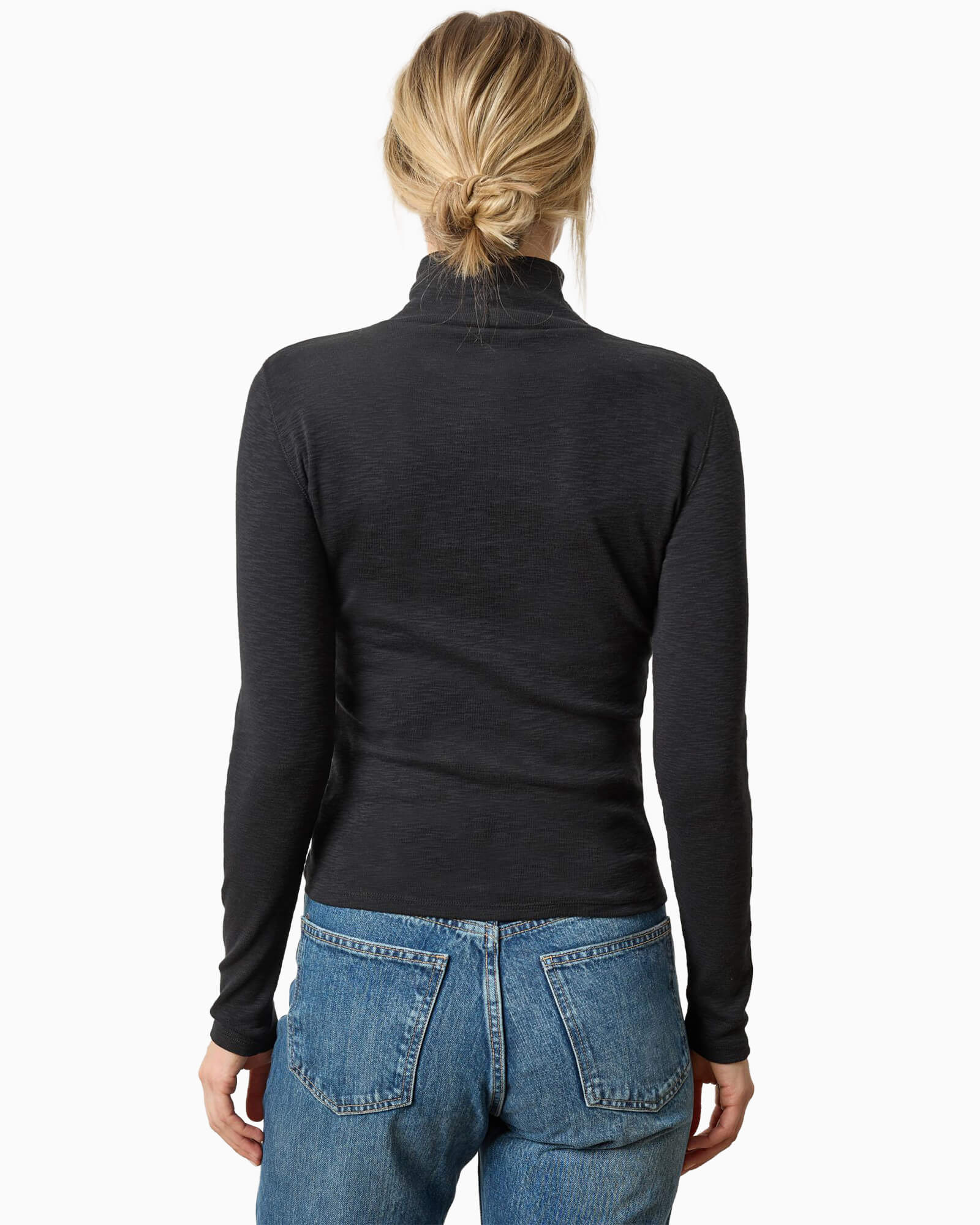 Rib Slub Turtleneck Black