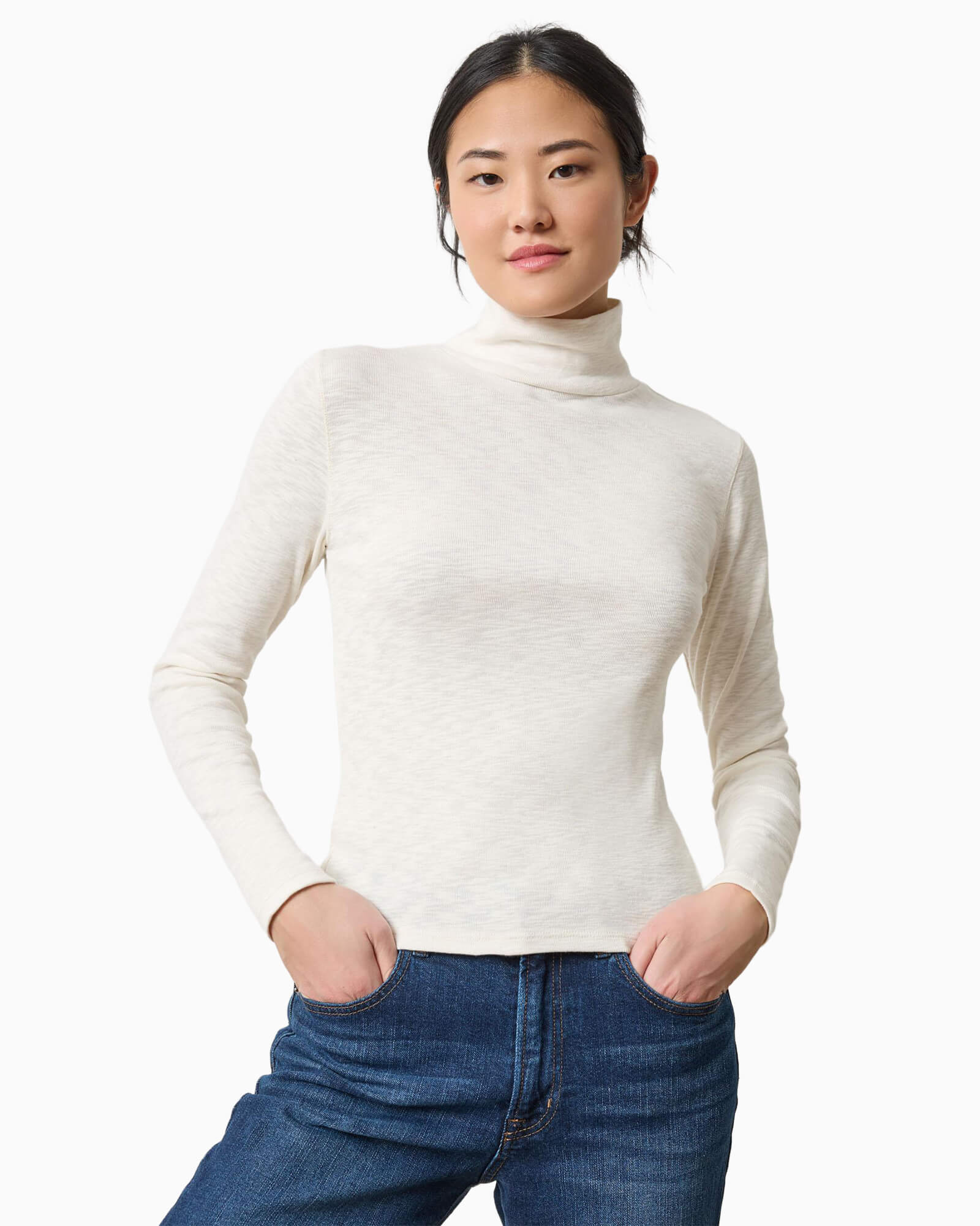 Rib Slub Turtleneck Talc