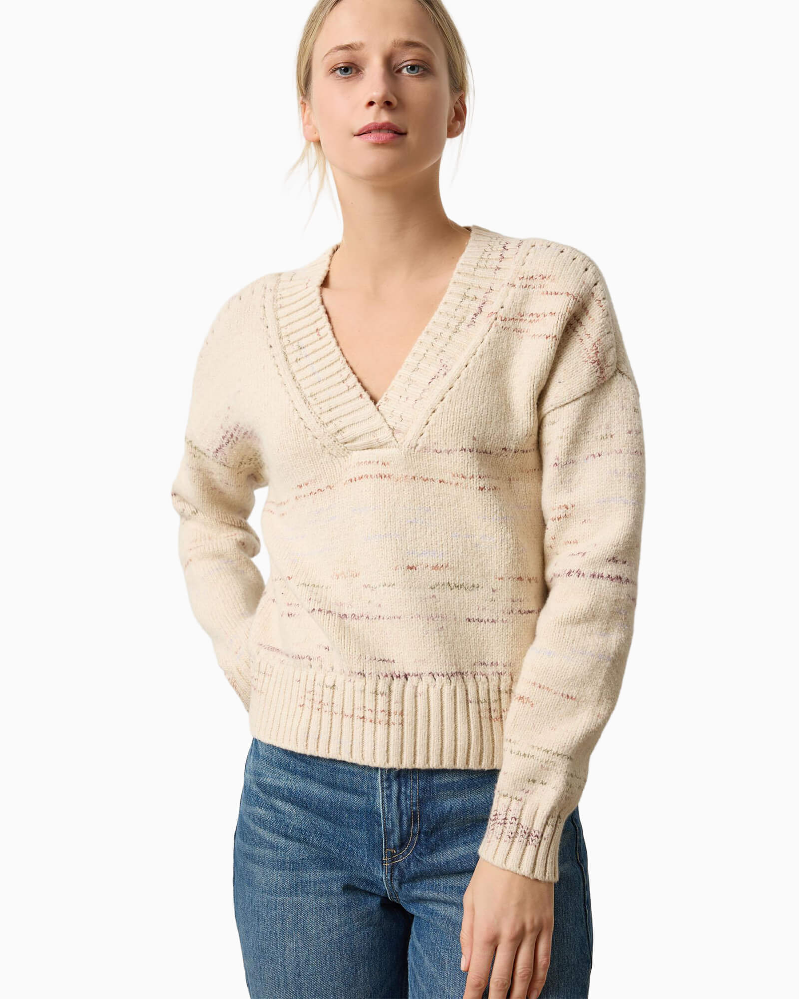 Oversized V-Neck Sweater Eggshell