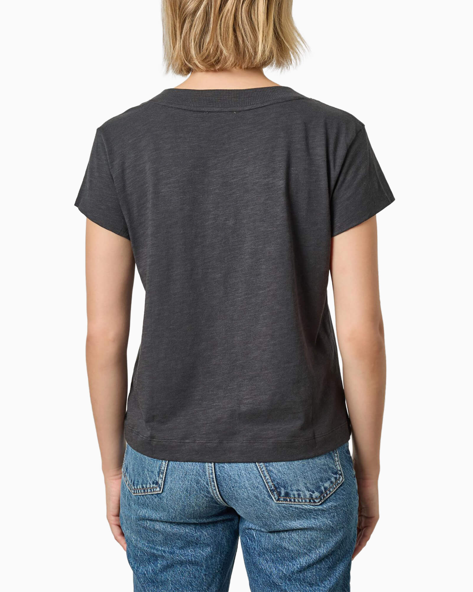 Relaxed Short Sleeve V-Neck Tee Black