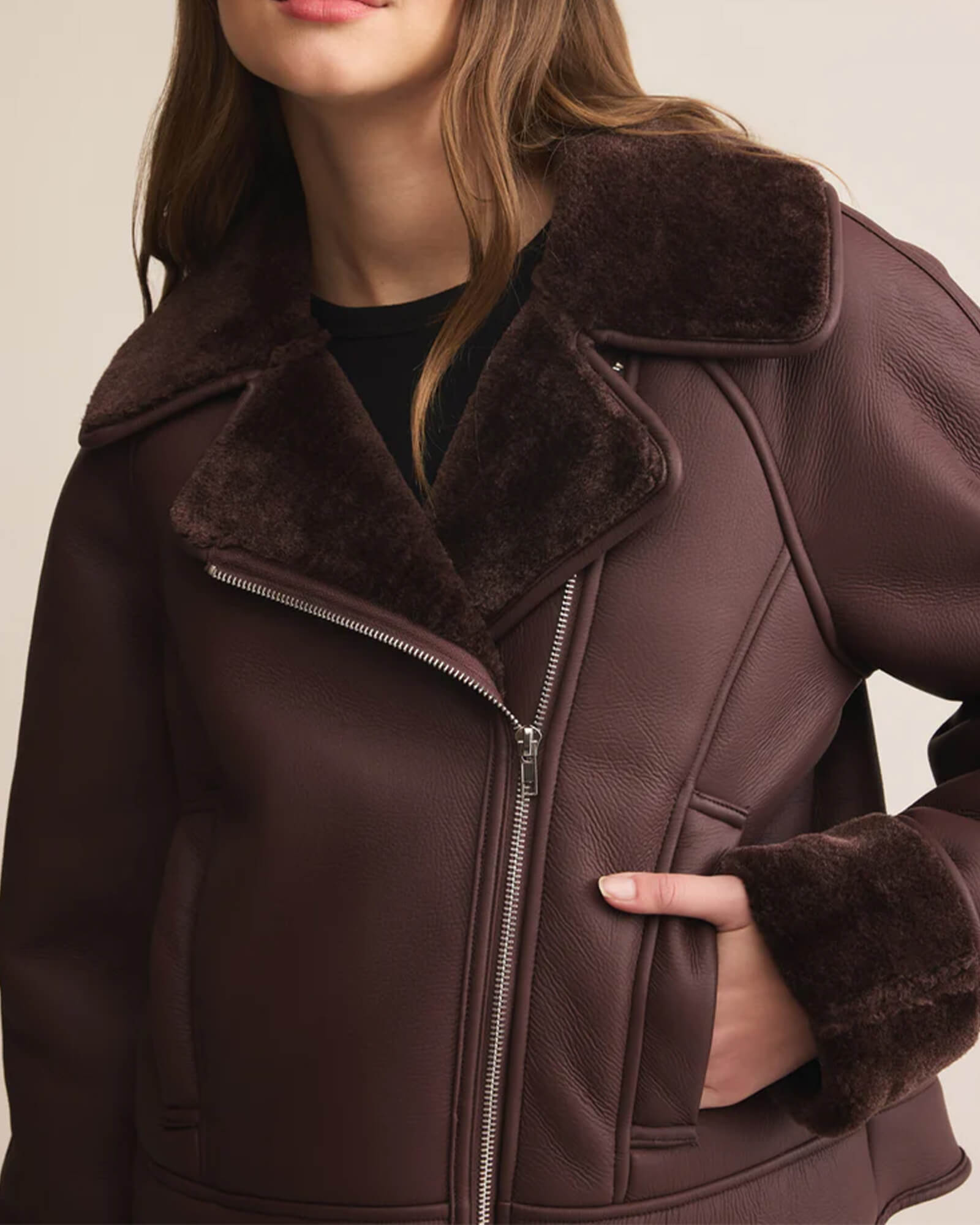 Locklin Vegan Leather Sherpa Jacket